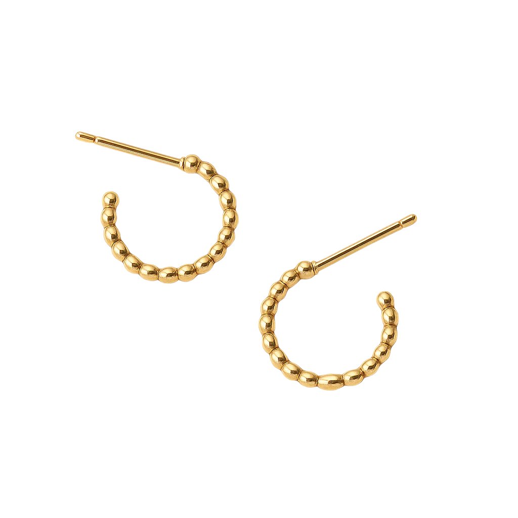 .14k gold hoops earrings delicate minimalist design. עגילי זהב