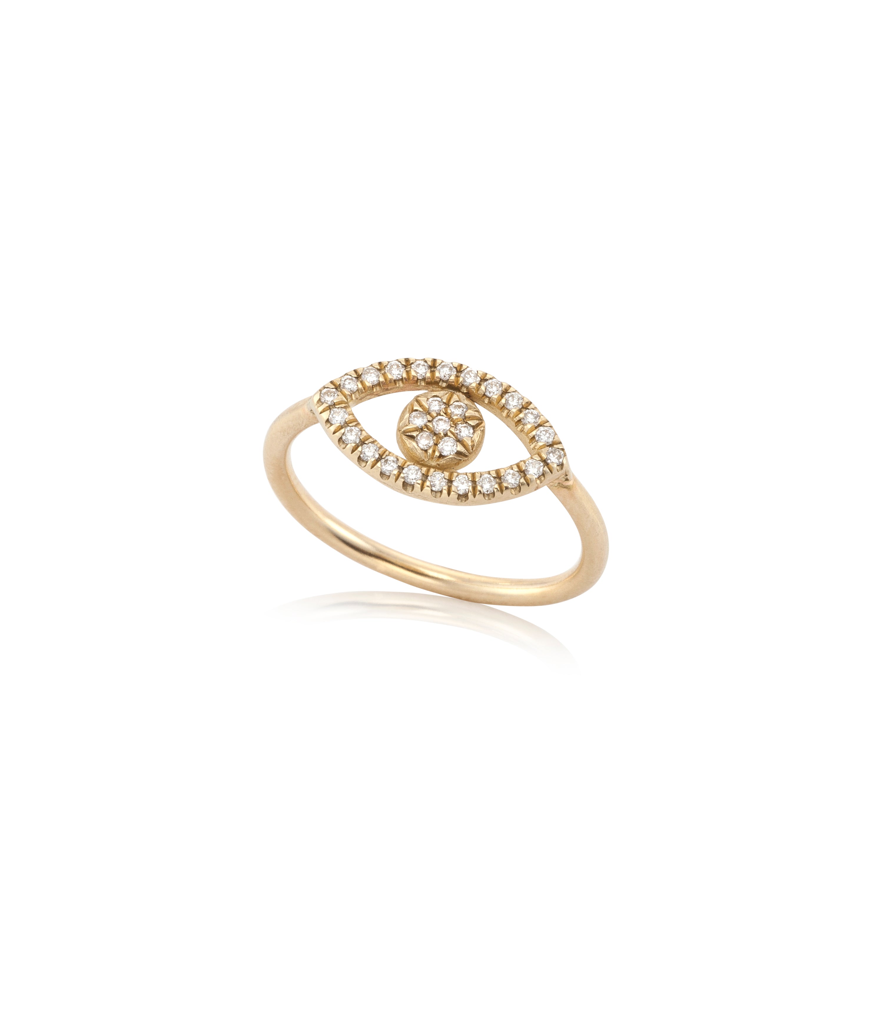 14k yellow gold eye ring with white diamonds. Maya Geller. טבעת עין זהב . טבעת זהב עדינה לאישה