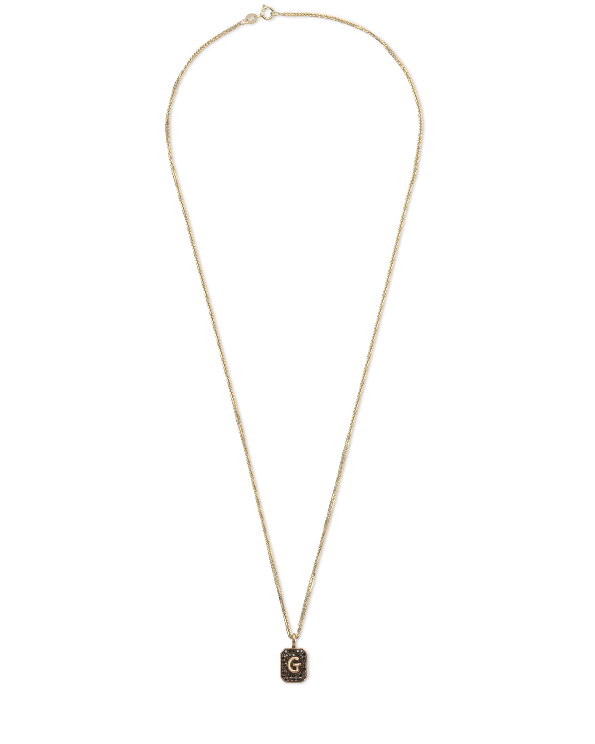 14k gold letter necklace with black diamonds. שרשרת אות זהב עם יהלומים שחורים. מיה גלר תכשיטים