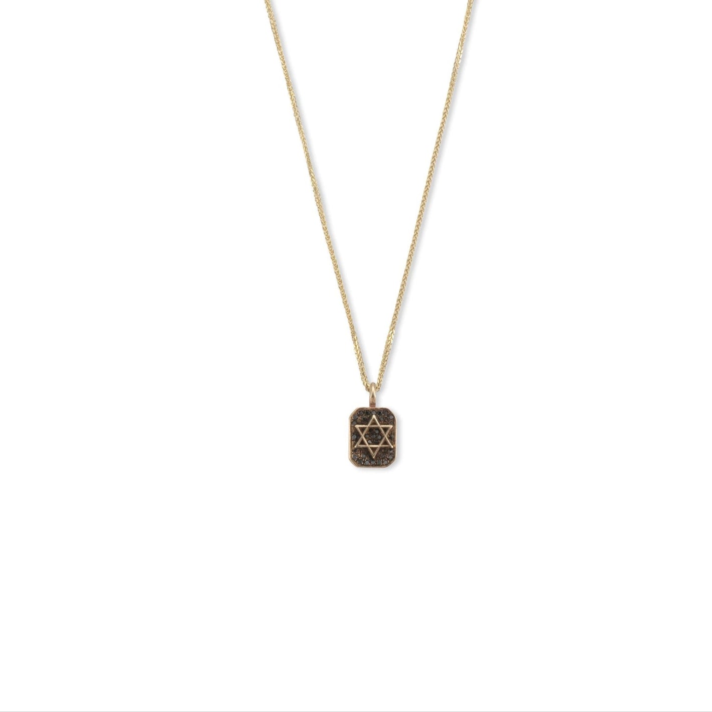 14k gold necklace with black diamonds magen david designed by Maya Geller