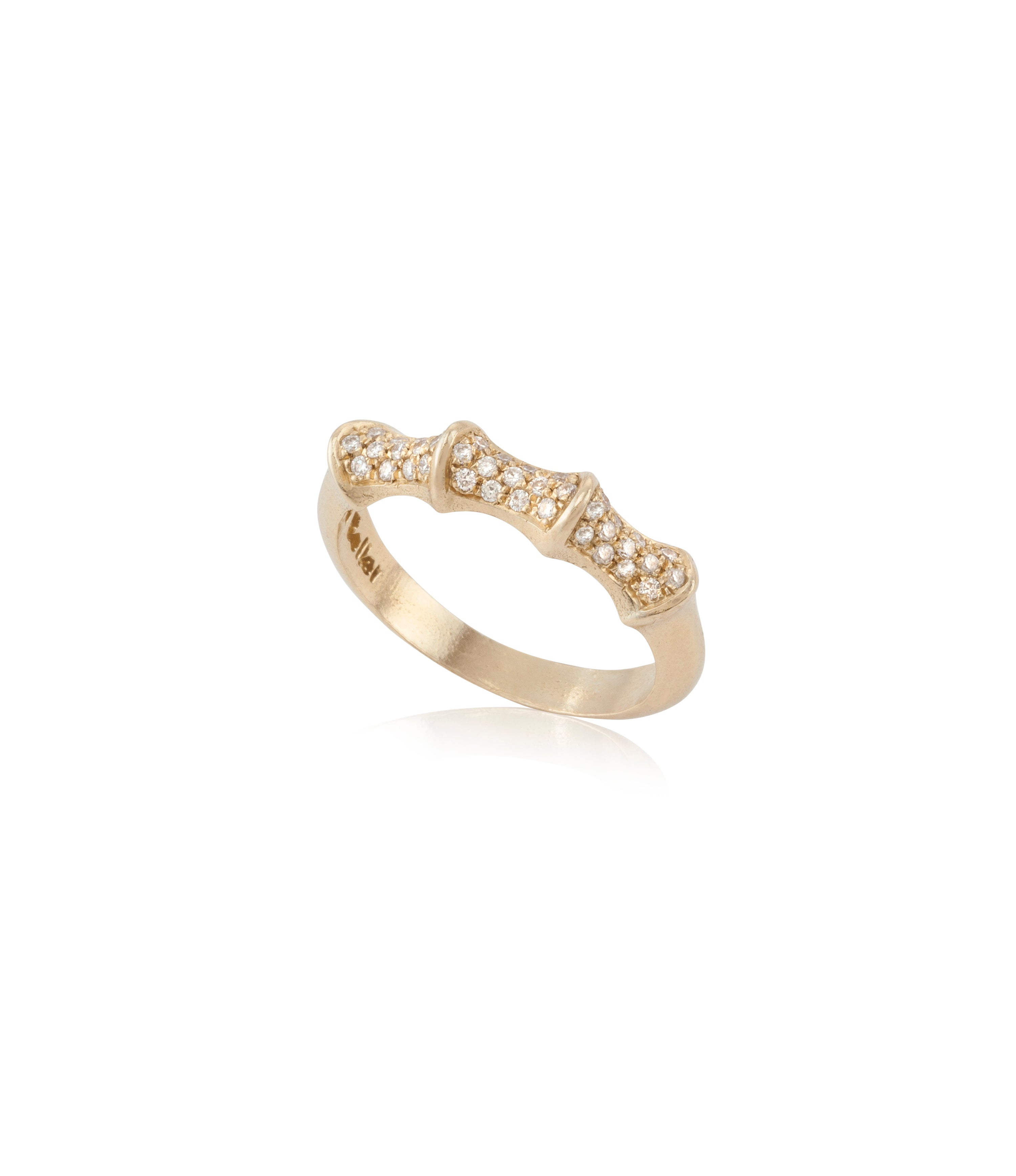 14k gold ring full set white diamonds Maya Geller. טבעת זהב מיה גלר