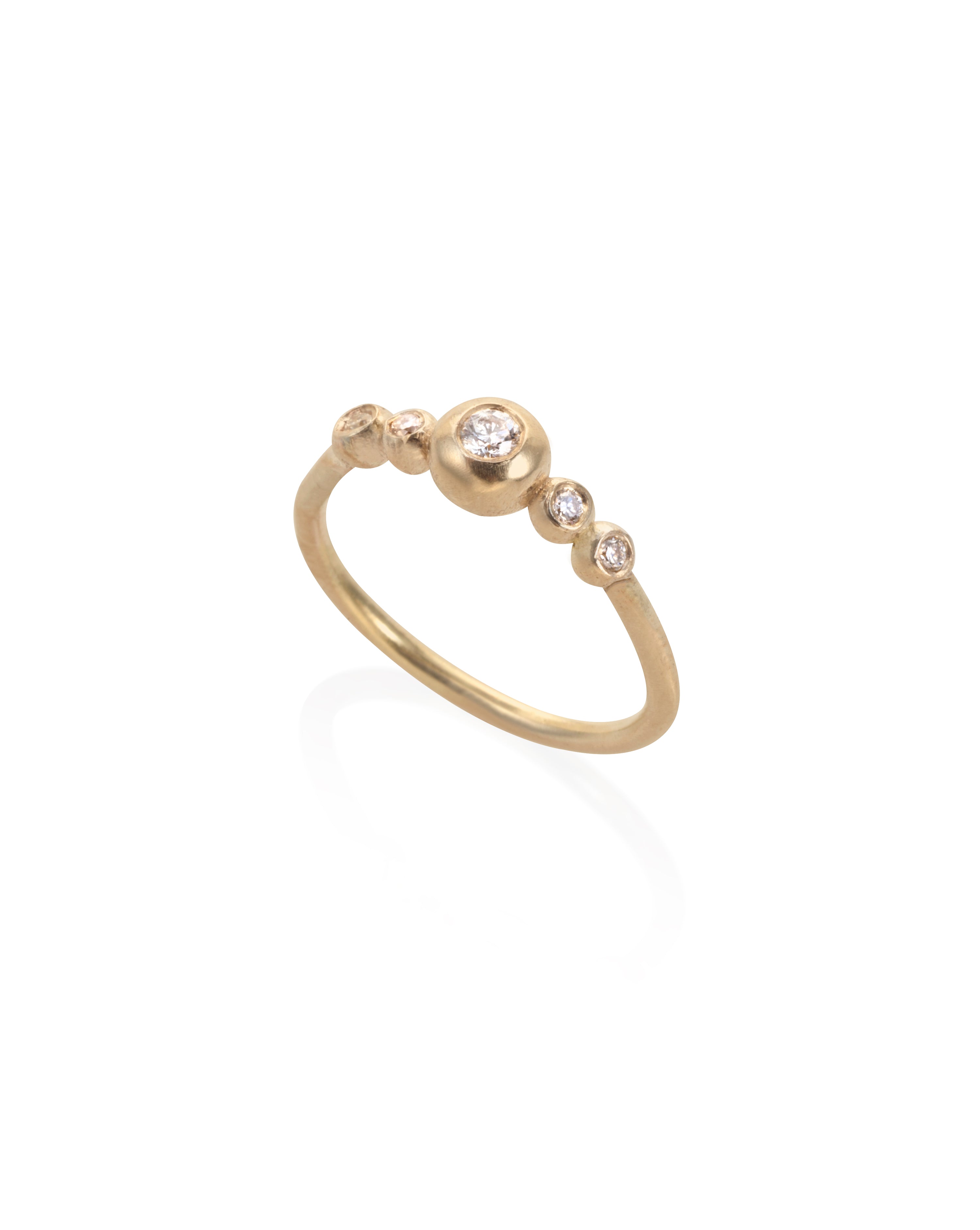 14k gold spheres Ring and diamonds solitaire by maya geller