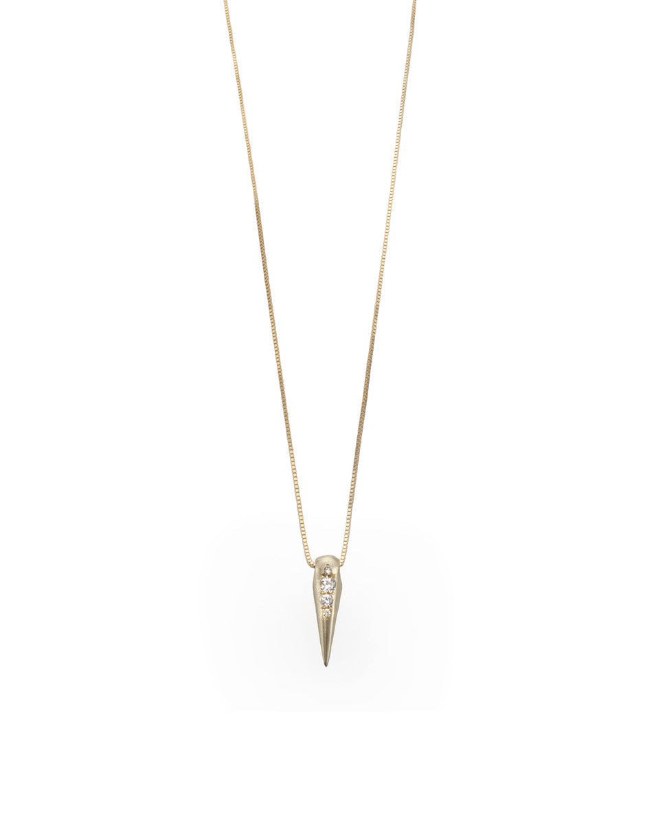 14k yellow gold spike necklace with diamonds