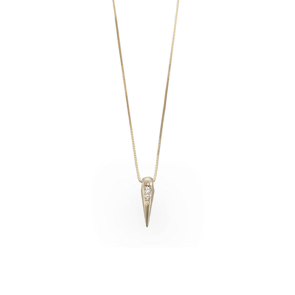 14k yellow gold spike necklace with diamonds