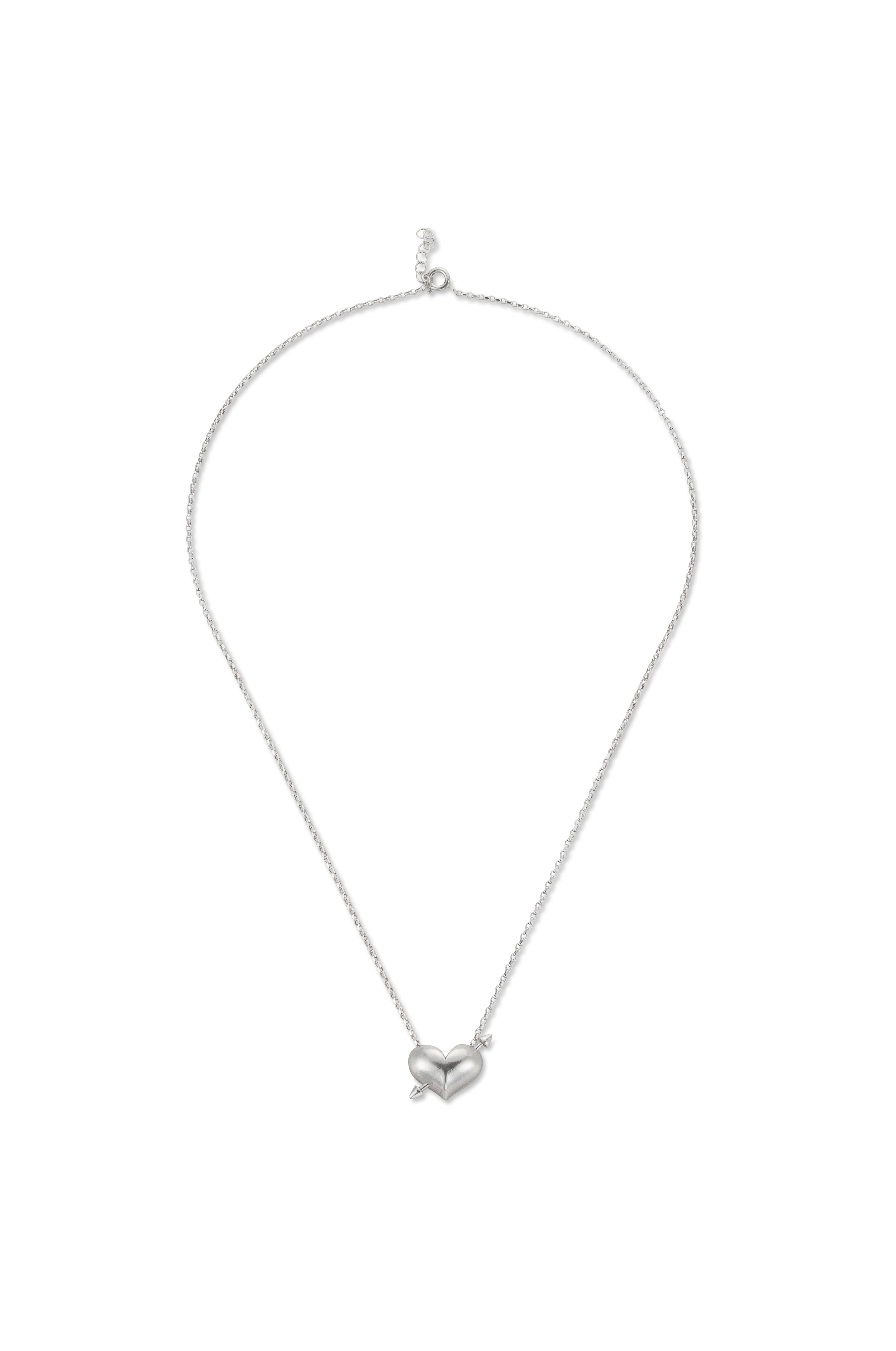 Silver heart and arrow necklace Maya Geller. שרשרת לב עם חץ כסף