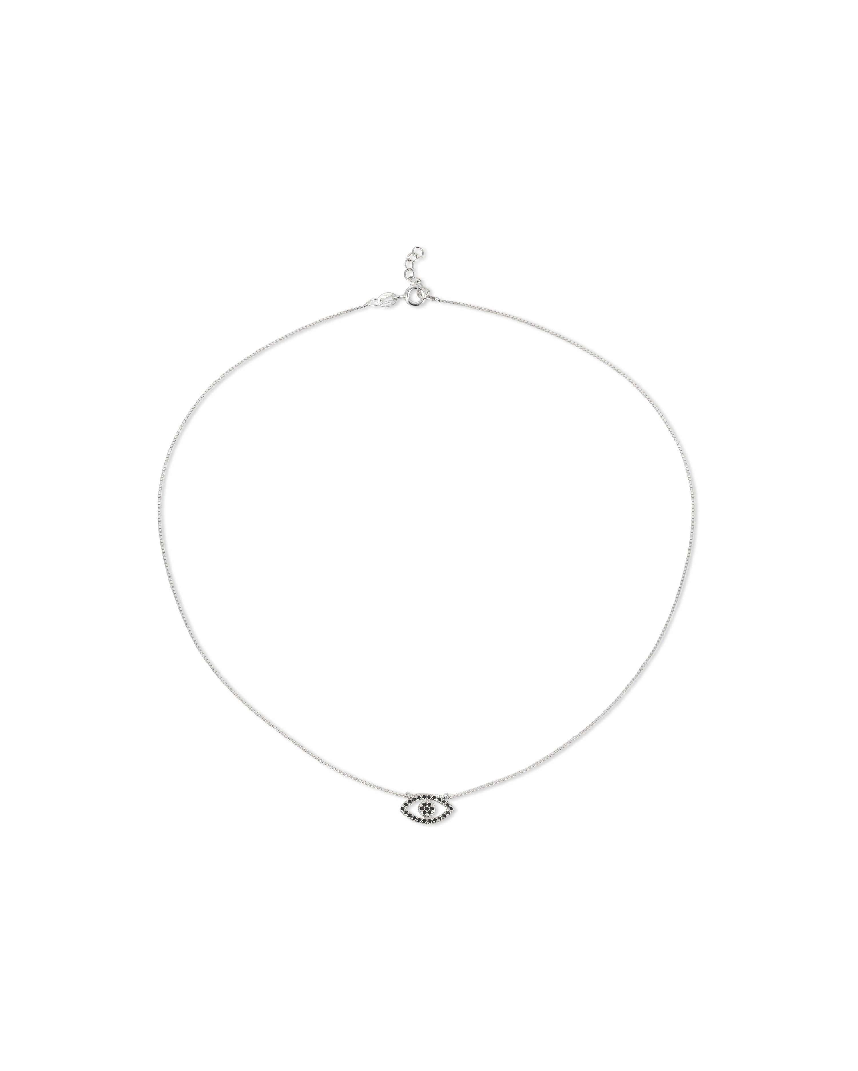 שרשרת עין כסף אבנים שחורות. silver eye necklace black stones. מאיה גלר. מיה גלר תכשיטים.