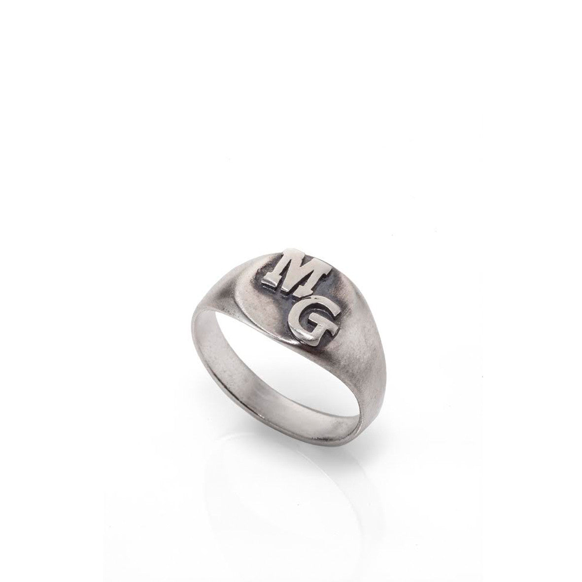silver initials ring
