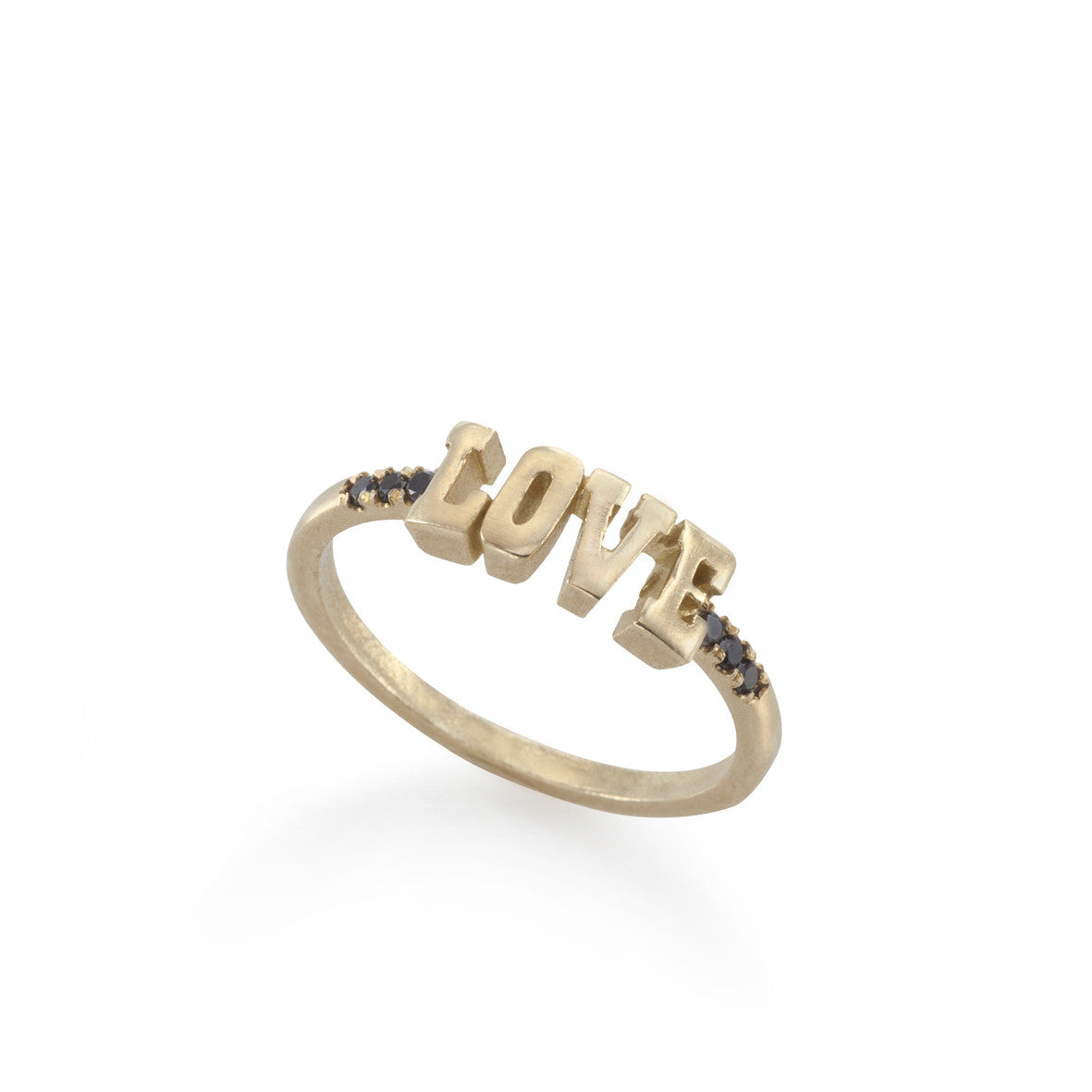 טבעת זהב אהבה יהלומים שחורים. טו באב. gold love ring black diamonds.
