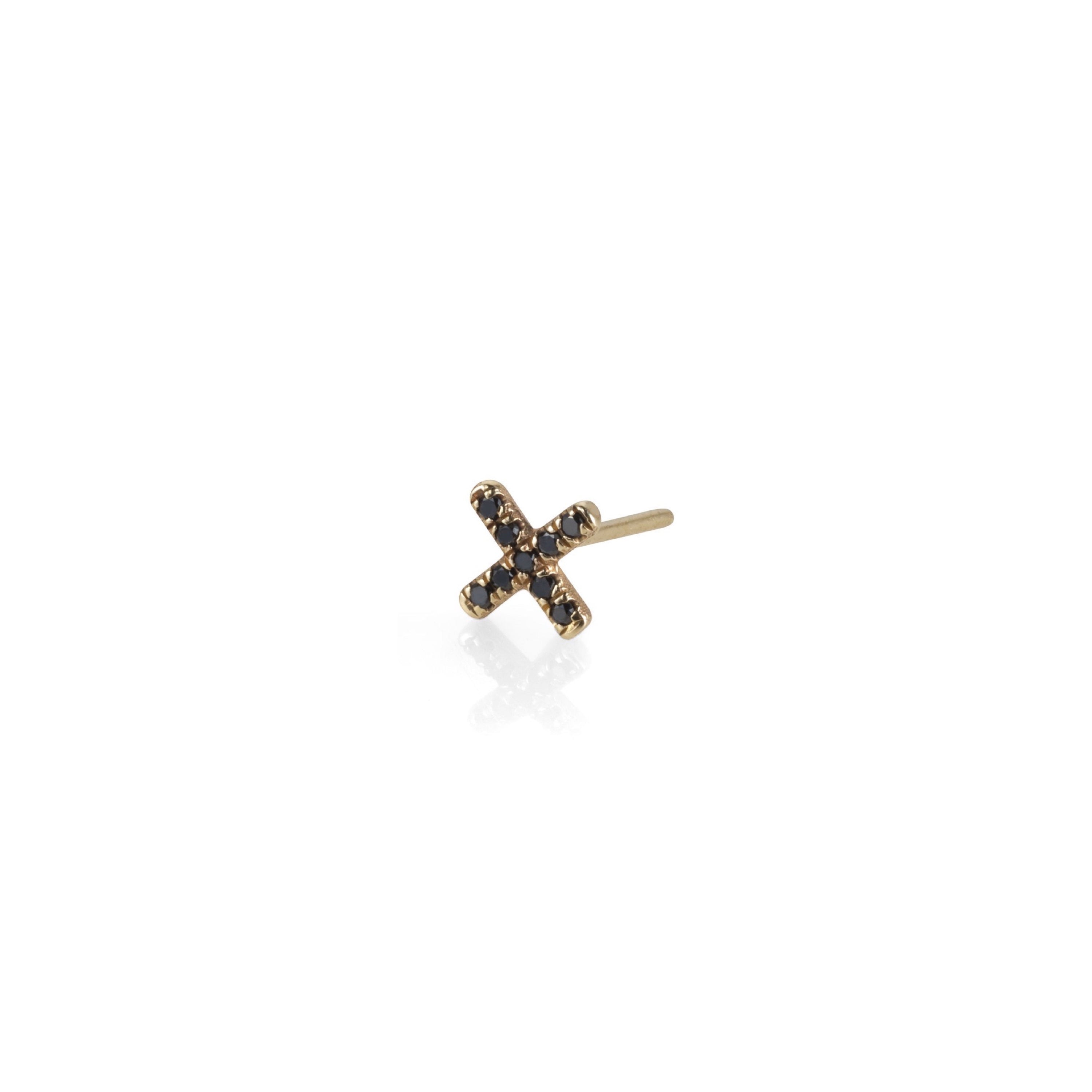 14k gold earring x black diamonds