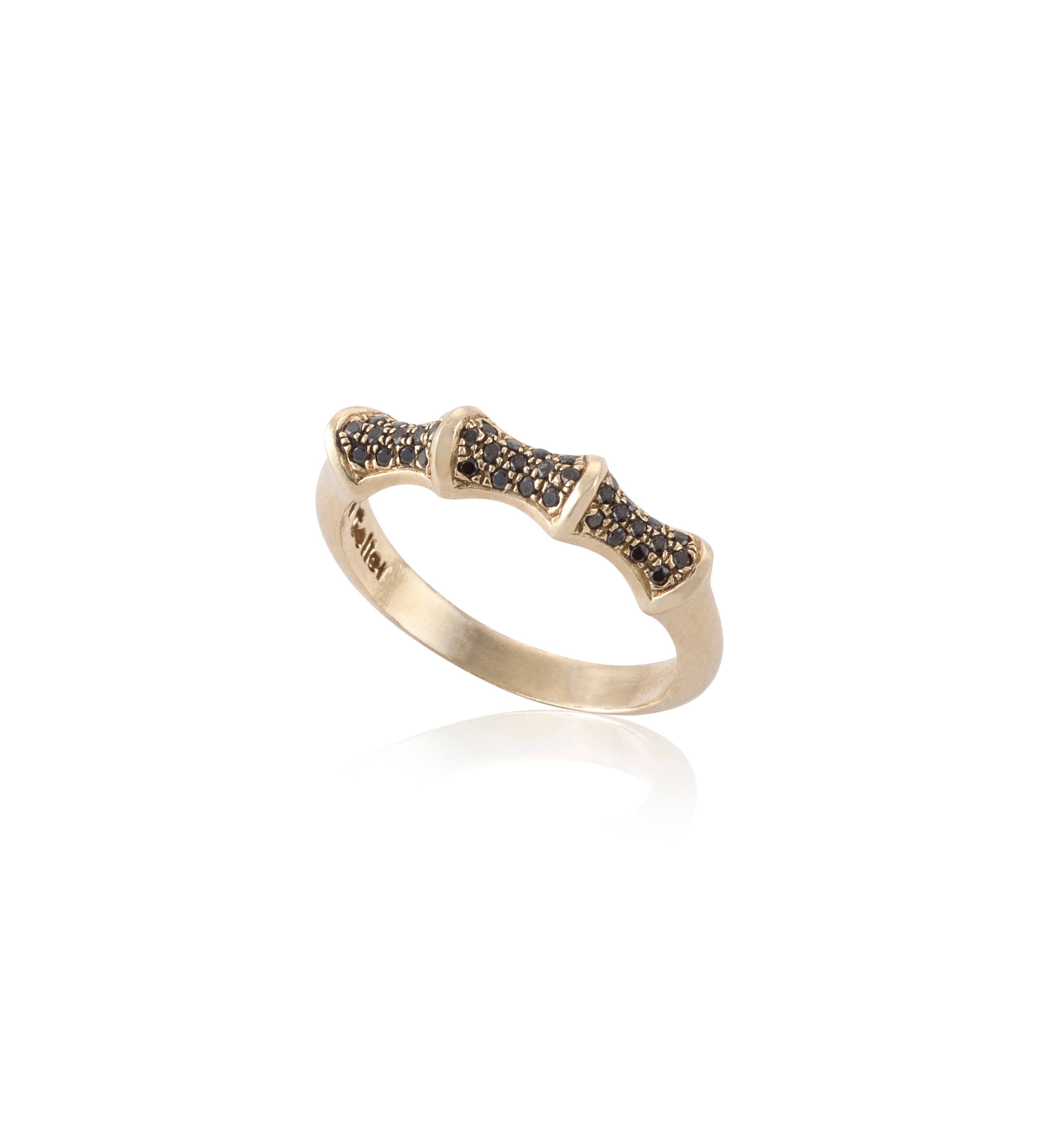 טבעת זהב יהלומים שחורים. gold ring black diamonds Maya Geller. מיה גלר