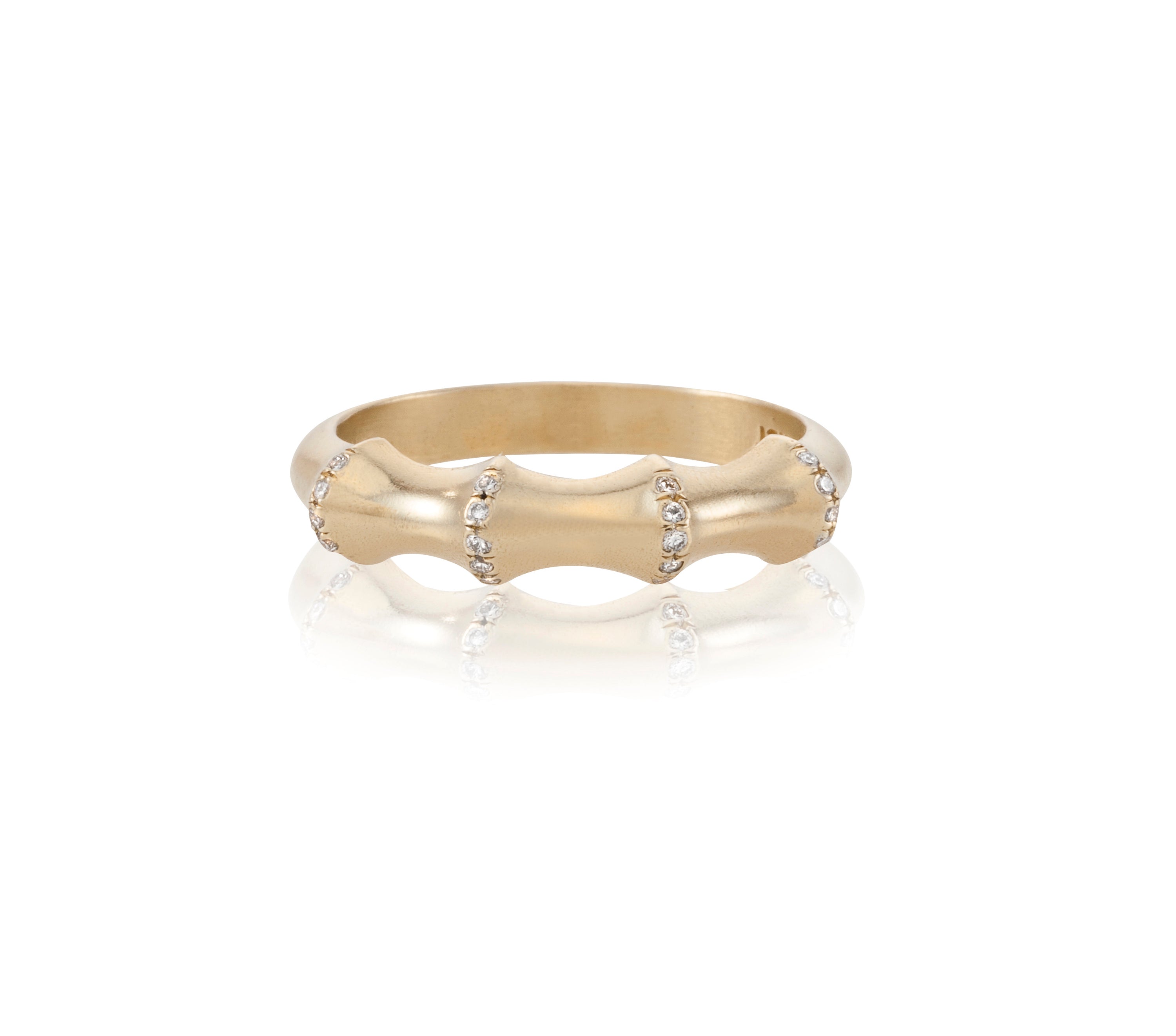 14k yellow gold 4 small peaks with white diamonds Maya Geller. טבעת זהב ויהלומים