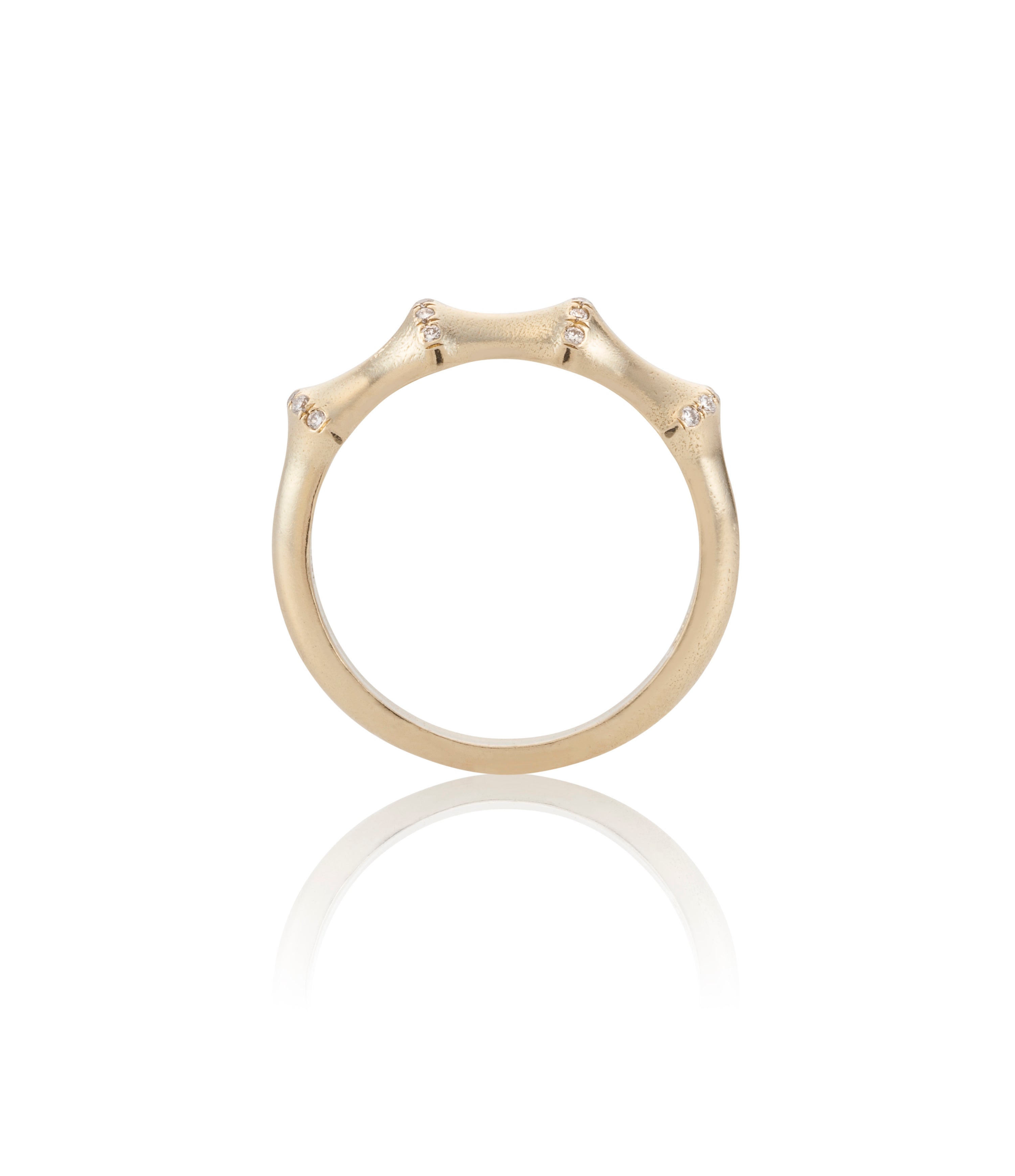 14k yellow gold 4 small peaks with white diamonds Maya Geller.
