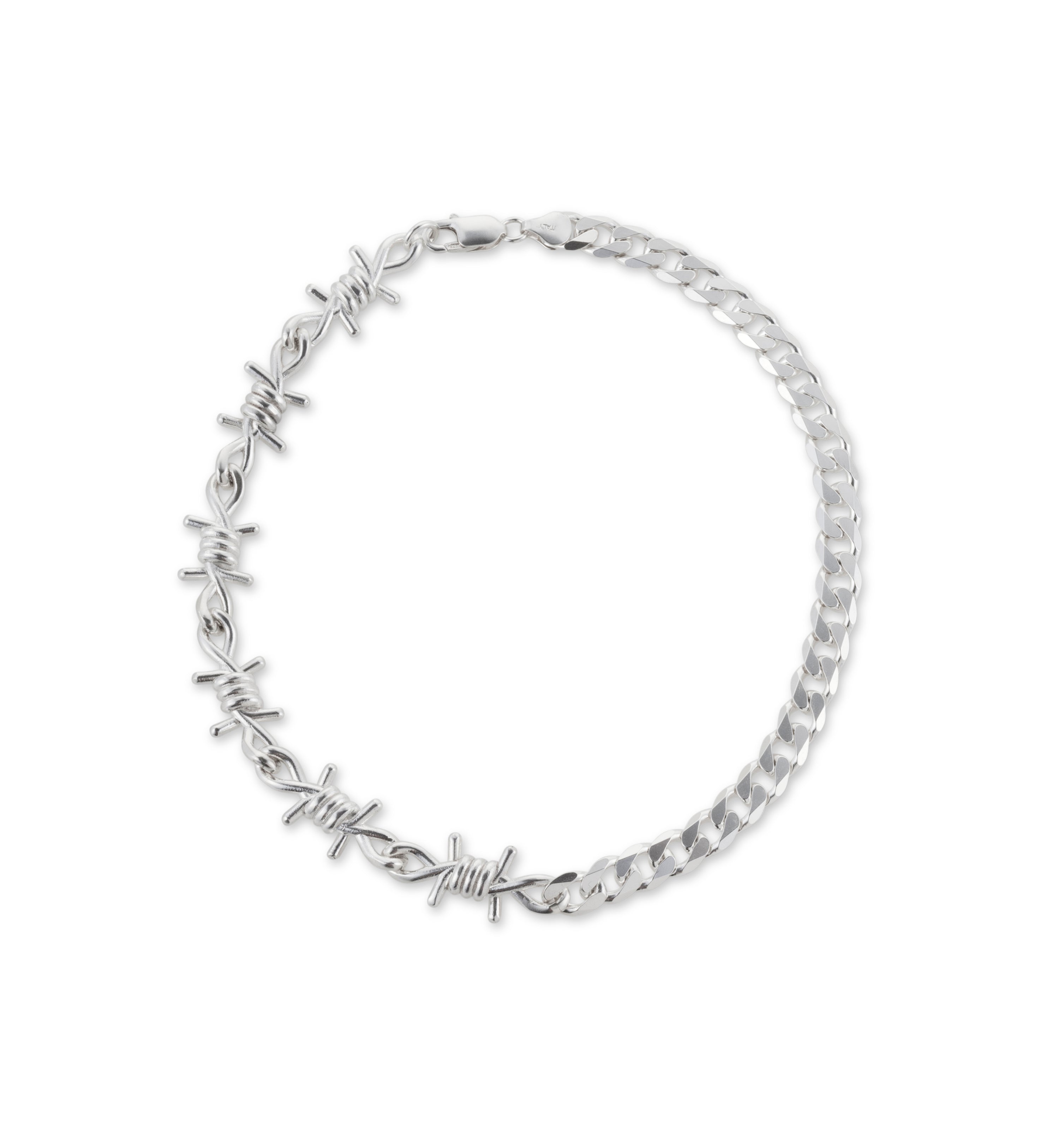 SILVER HEAVY BARBED WIRE CHOCKER