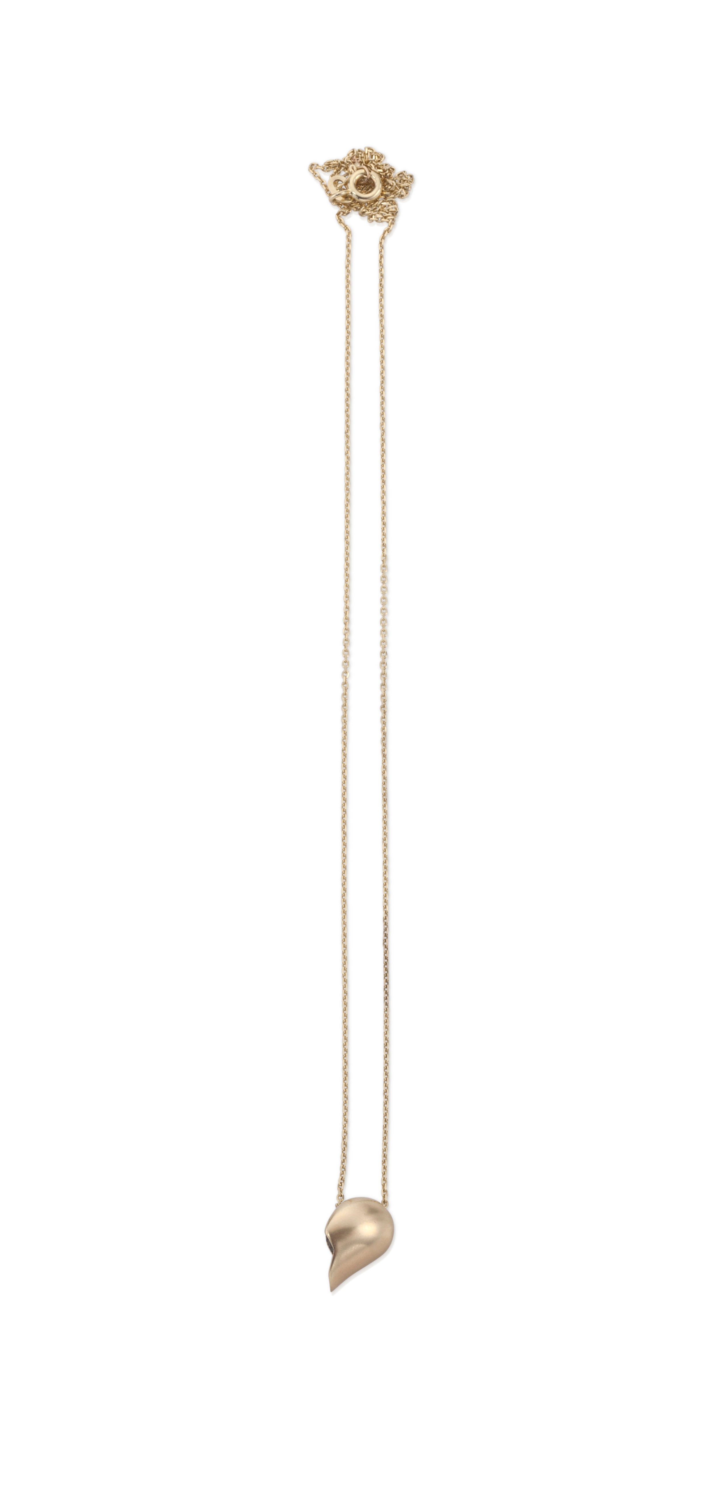 14K GOLD HALF HEART NECKLACE BLACK DIAMONDS