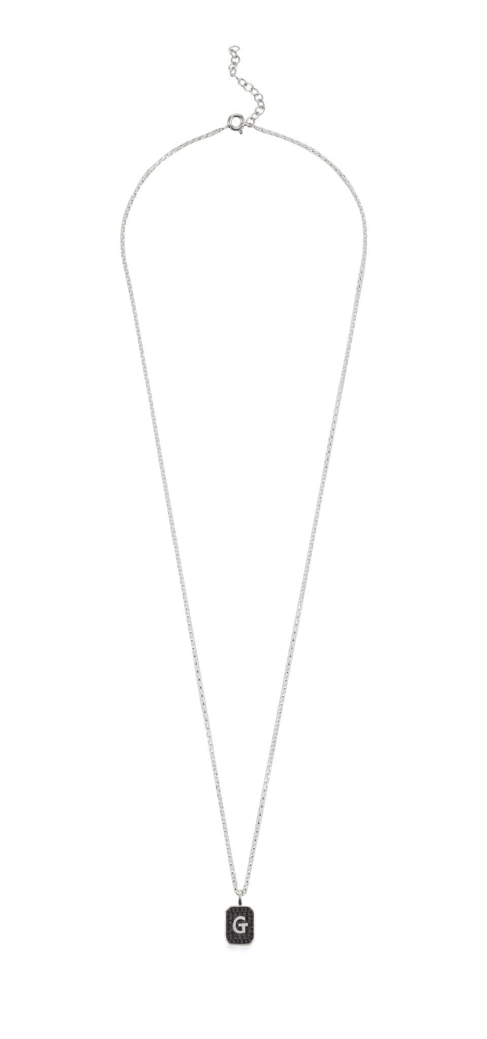 Grand Silver Letter Necklace with black stones