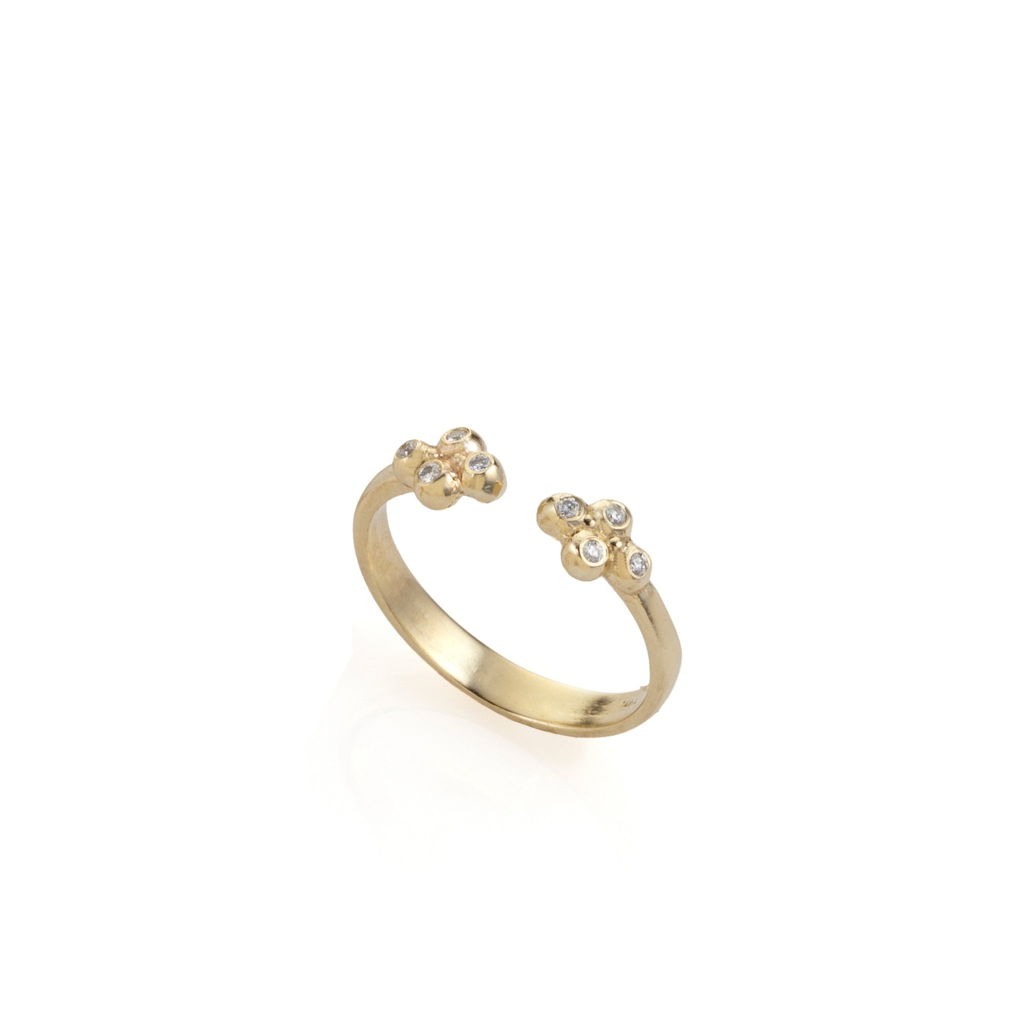open gold ring and diamonds. טבעת זהב פתוחה יהלומים