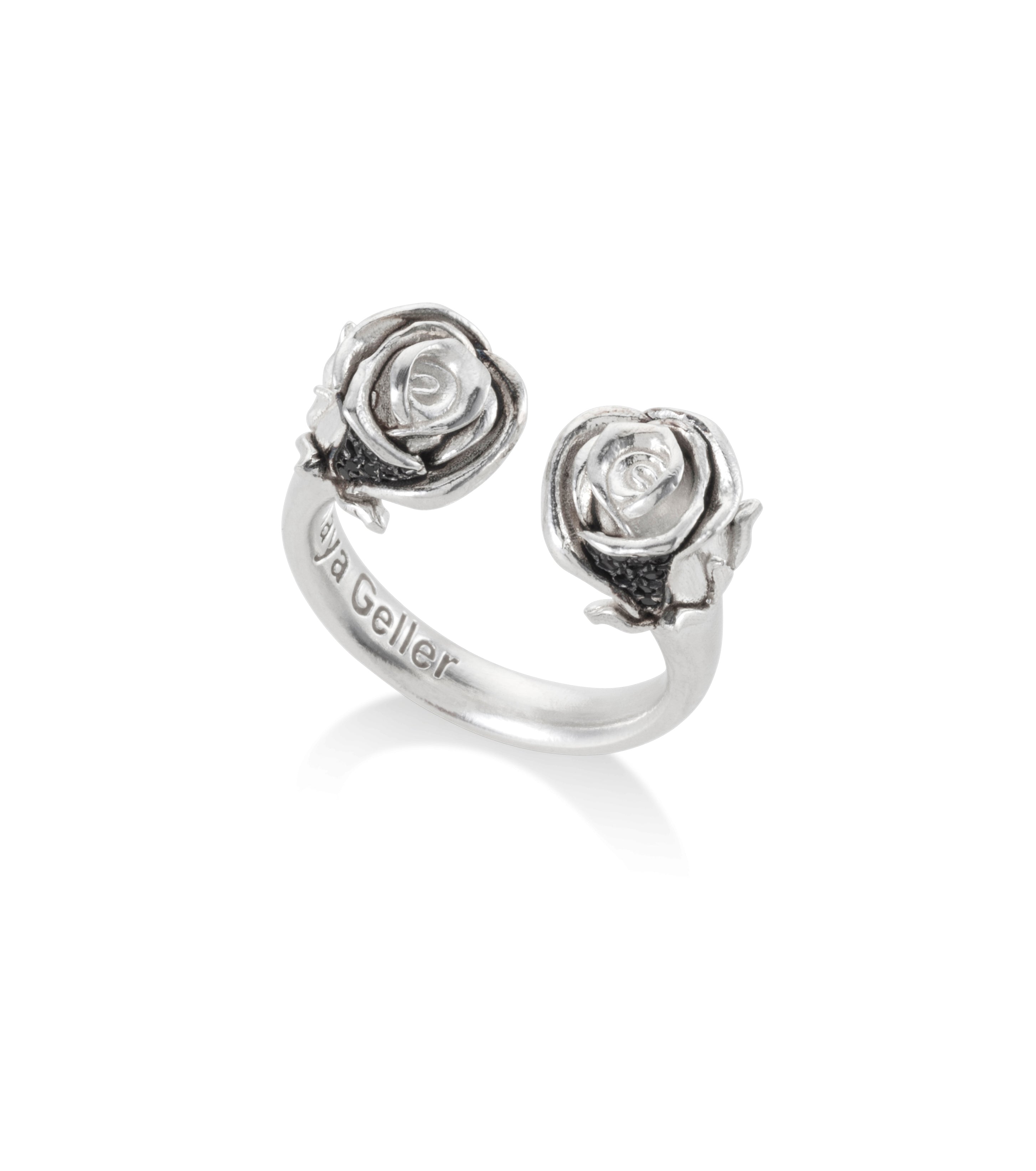 טבעת פרחים כסף פתוחה. silver roses open ring