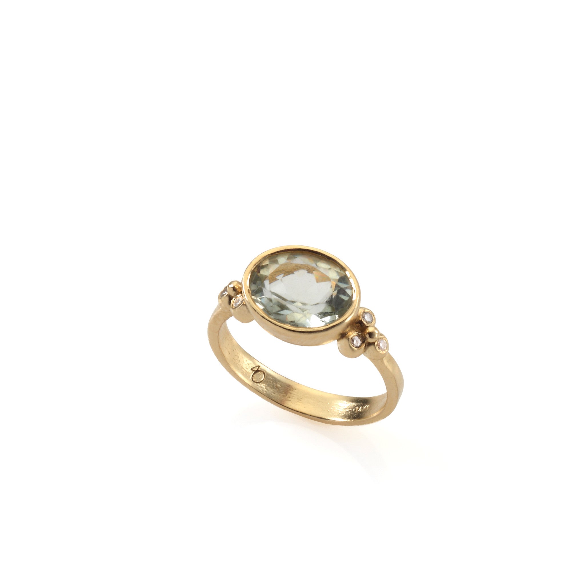 gold ring. green amethyst. diamonds. maya geller.טבעת זהב אמטיסט יהלומים