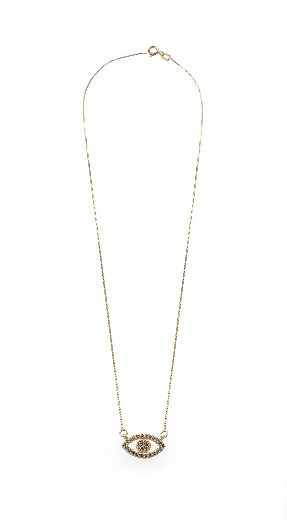 GOLD EYE NECKLACE BLACK DIAMOND. שרשרת  זהב עין יהלומים שחורים