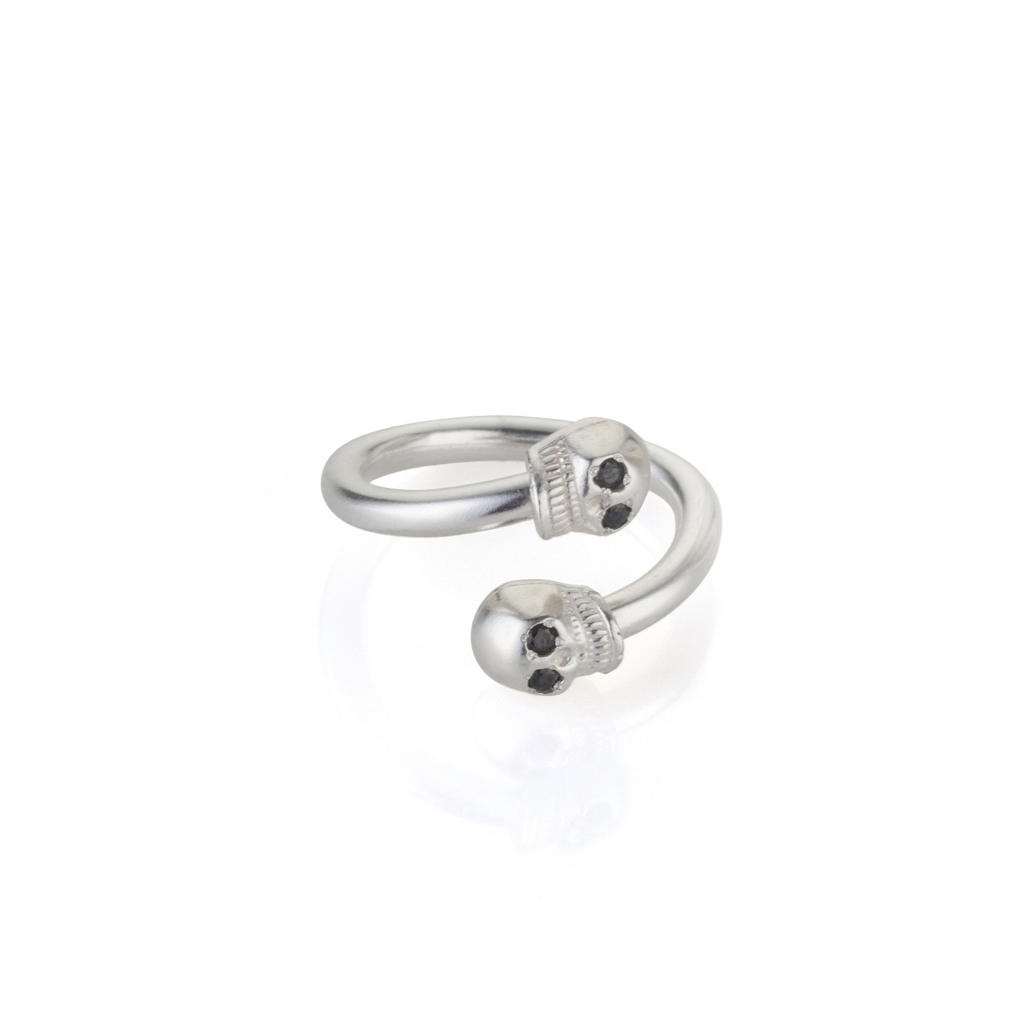 open silver skull ring