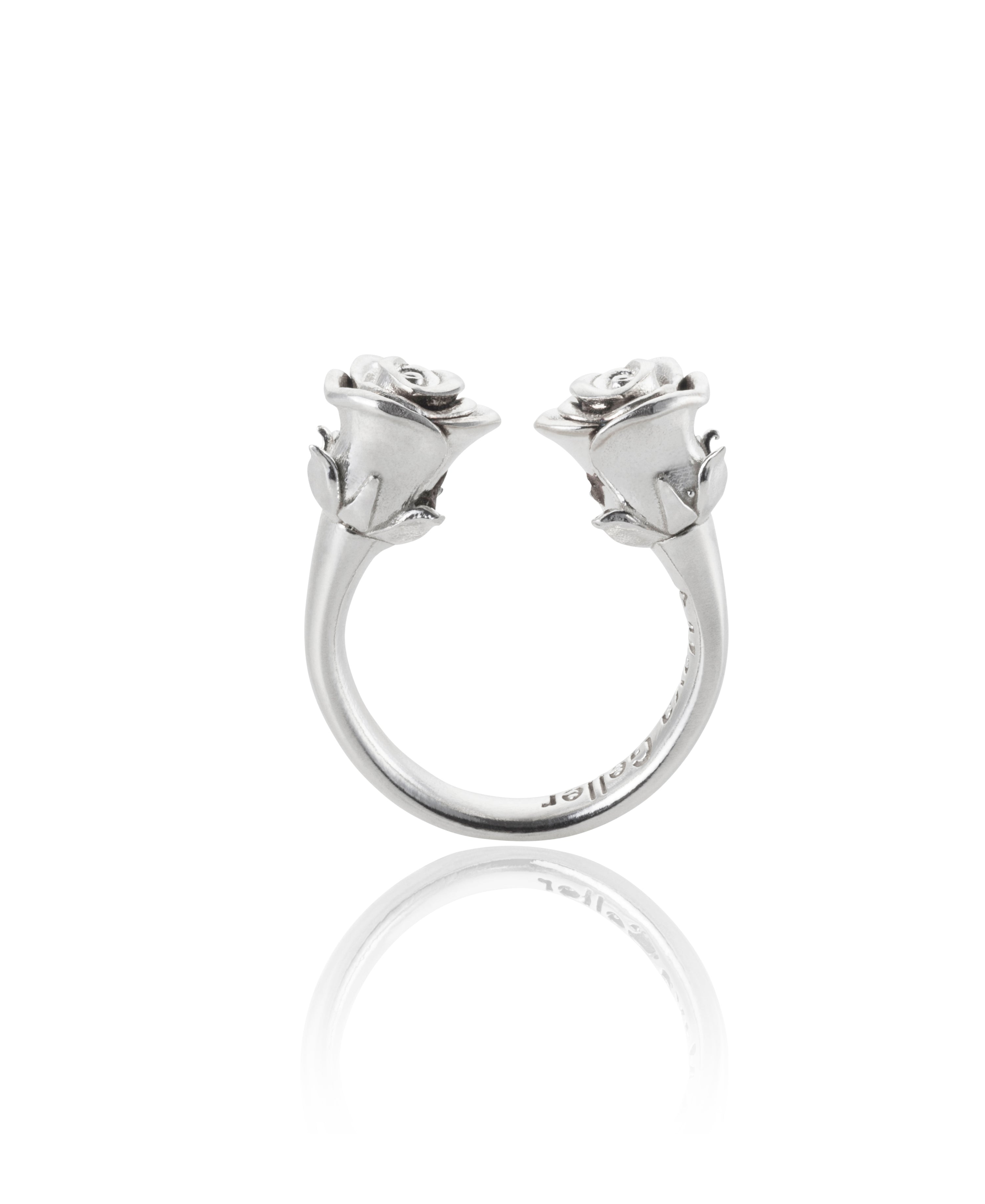 טבעת כסף פתוחה ורדים פרחים. open silver ring. roses ring.
