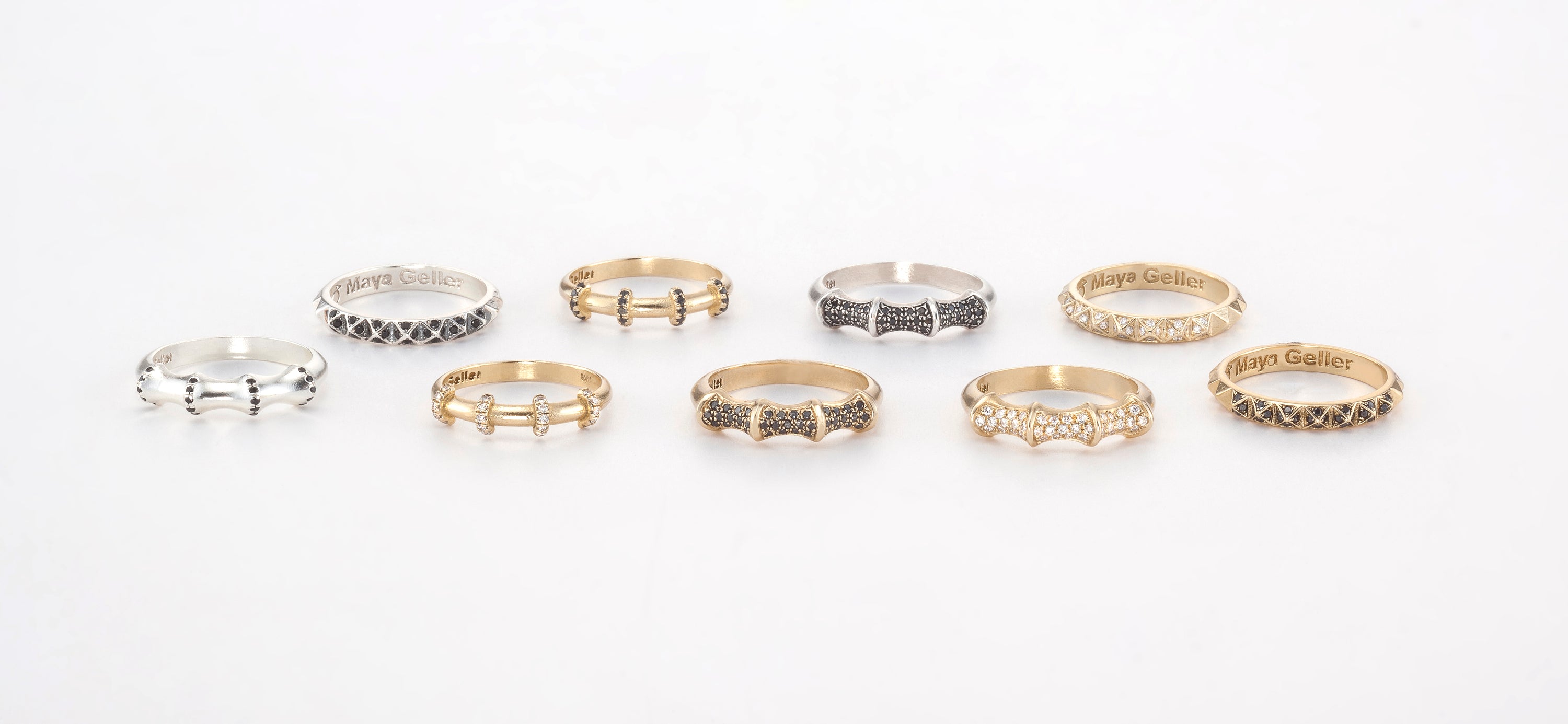 טבעת זהב יהלומים שחורים. gold ring black diamonds. white diamonds. wedding rings. טבעת נישואין. טבעות זהב ויהלומים Maya Geller. מיה גלר, מאיה גלר