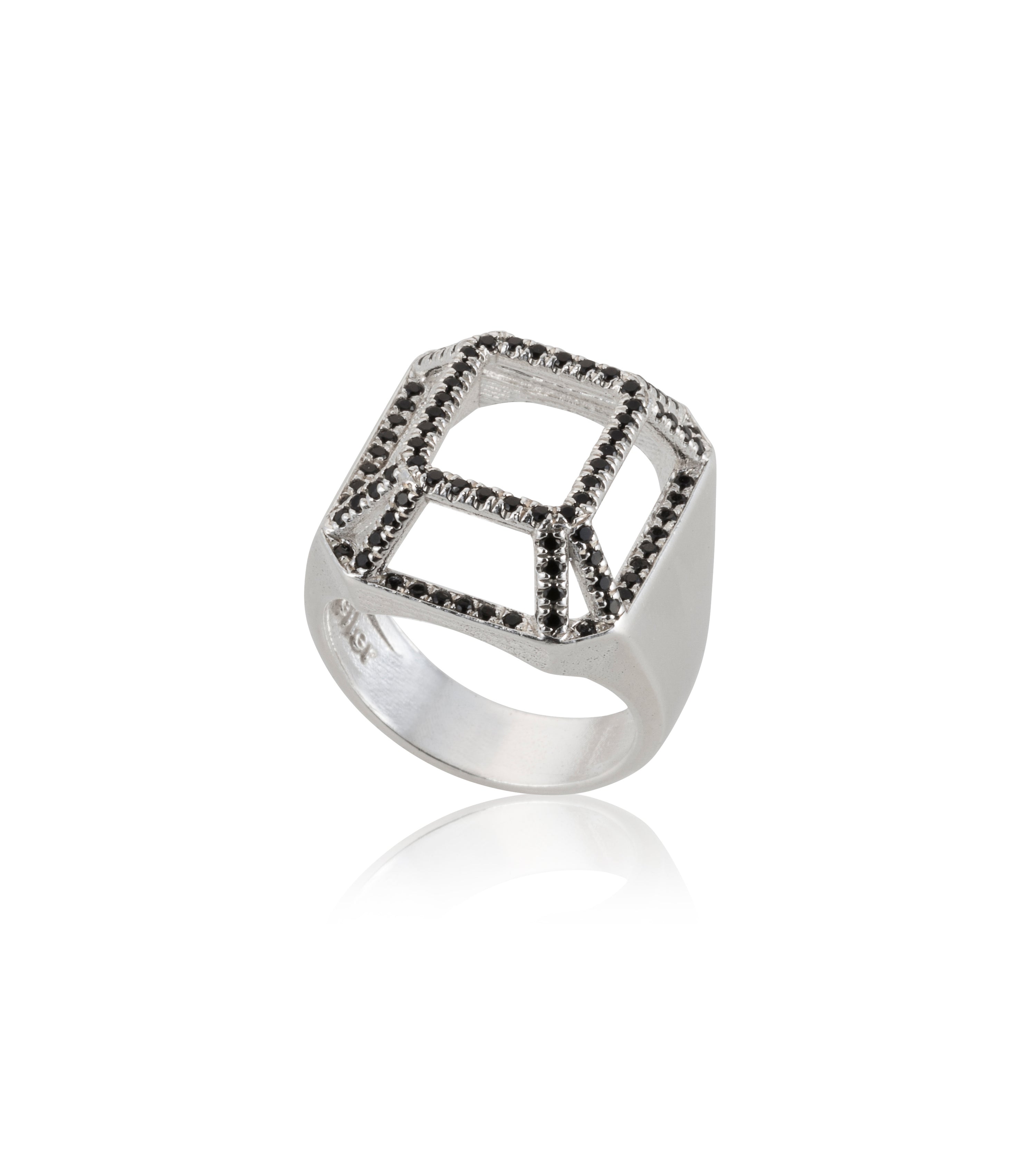 Silver big highlights ring