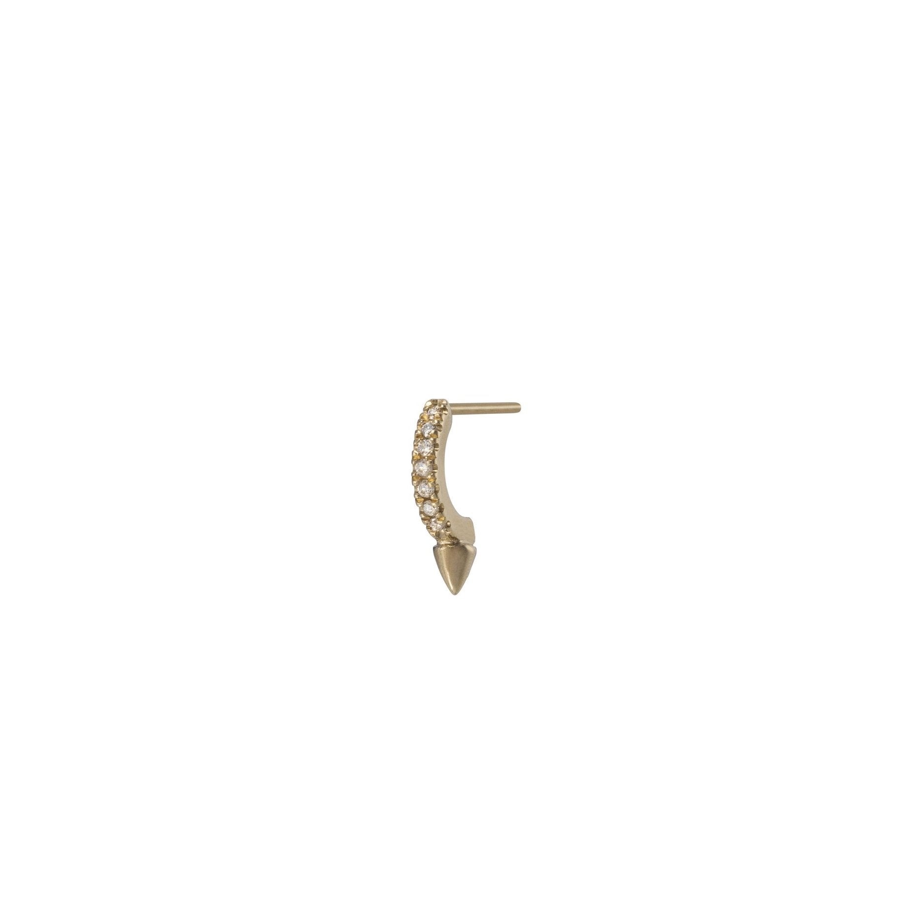 14k gold hug earring white diamonds - SINGLE earring