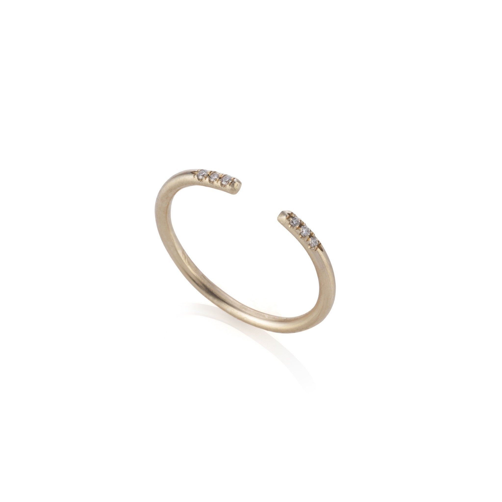 14k gold open ring with 6 diamonds