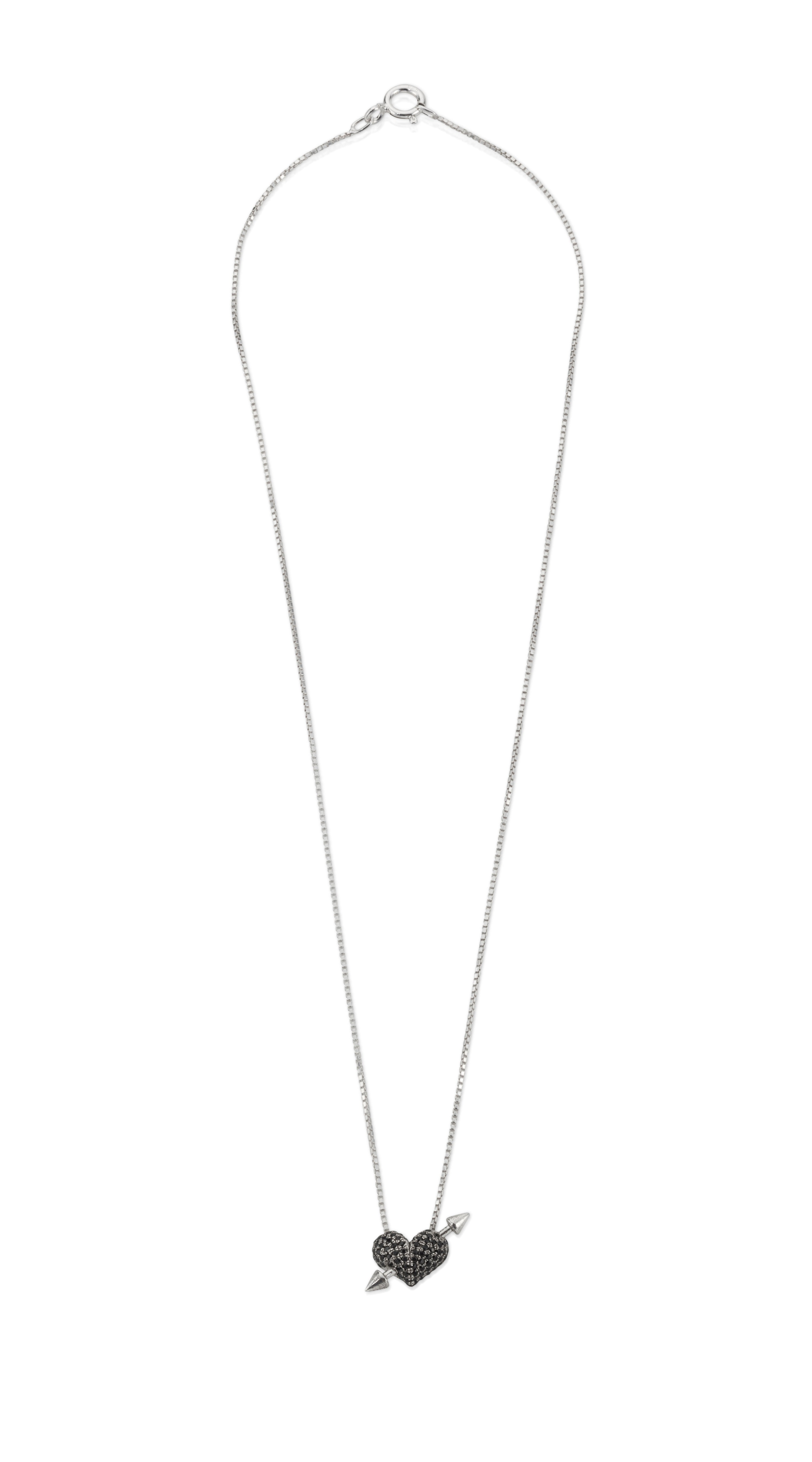 שרשרת לב משובץ כסף. silver love heart necklace. שרשרת לב עם חץ