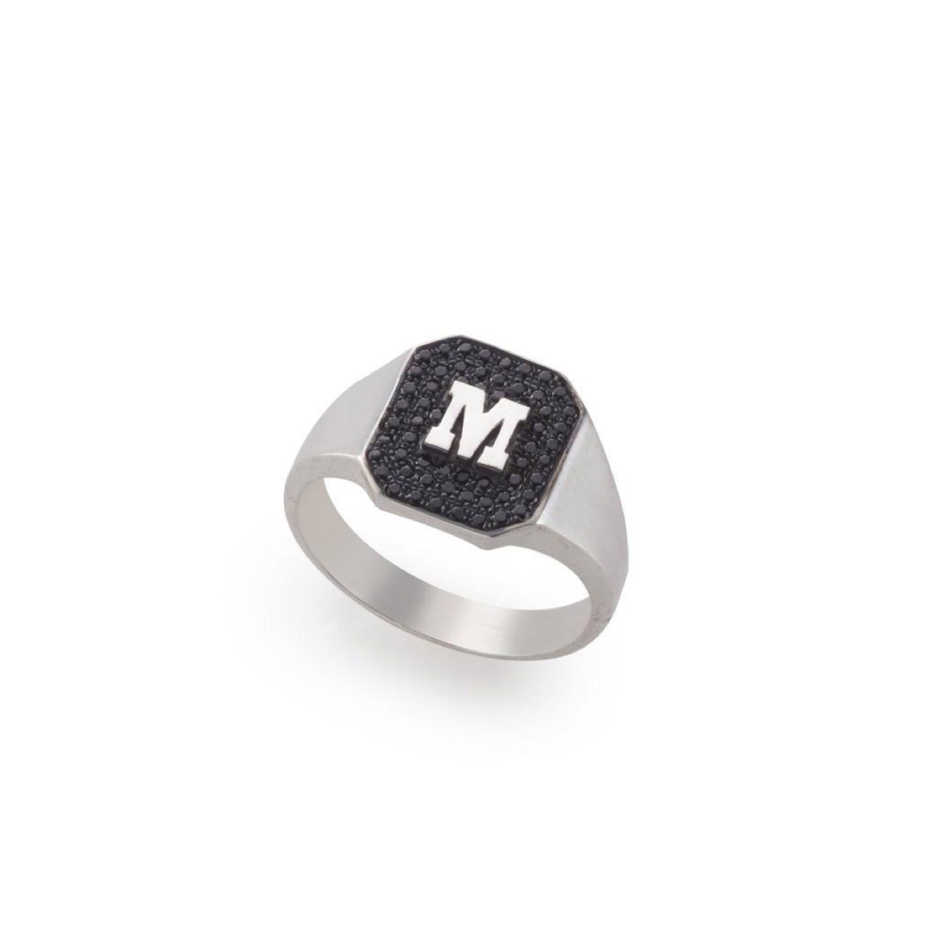 silver signet ring initials. טבעת חותם כסף אות