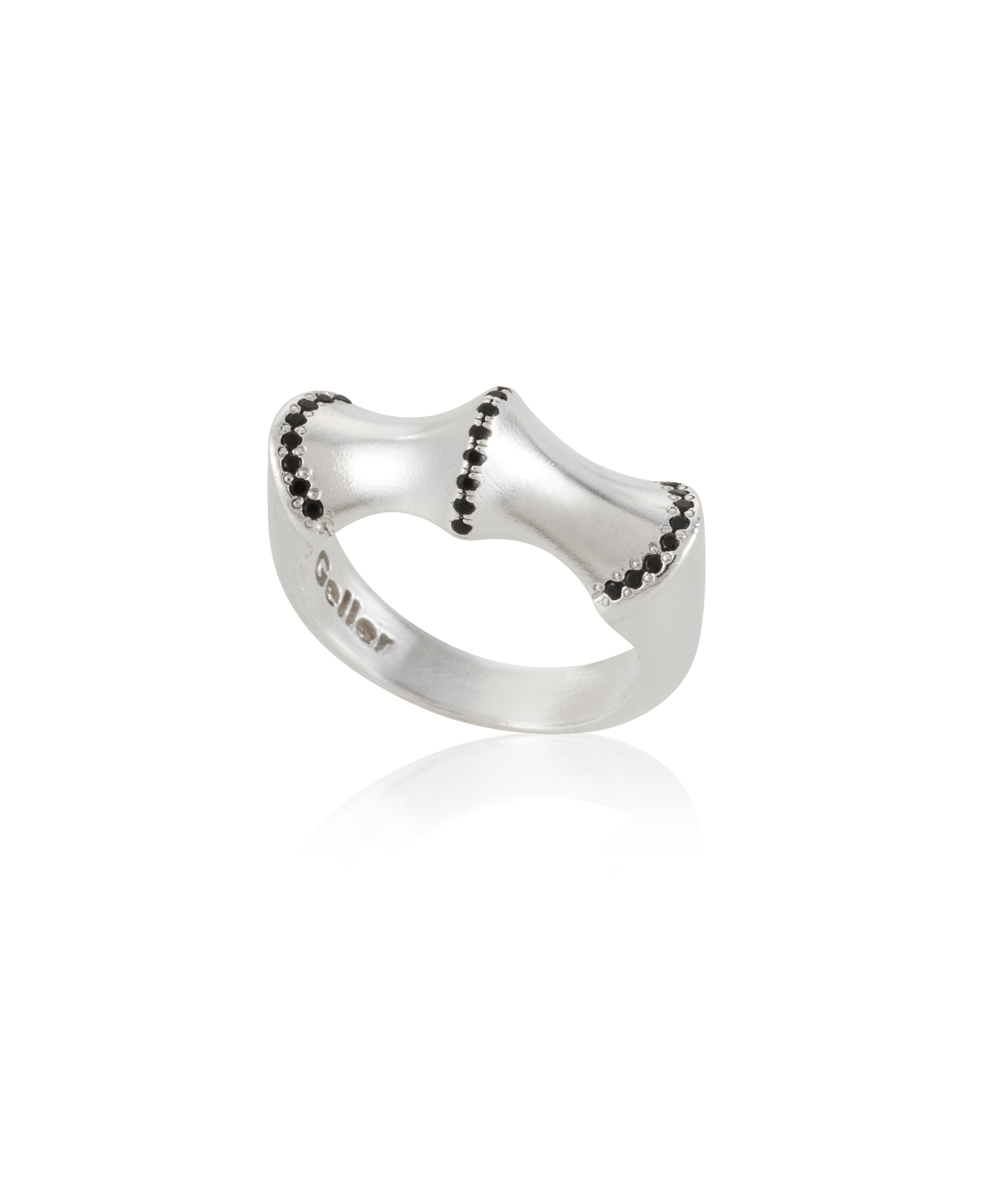 silver ring three peaks black stones maya geller. טבעת כסף מיה גלר