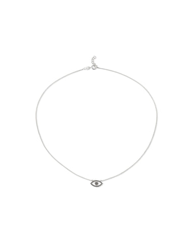 silver eye necklace with black stones
