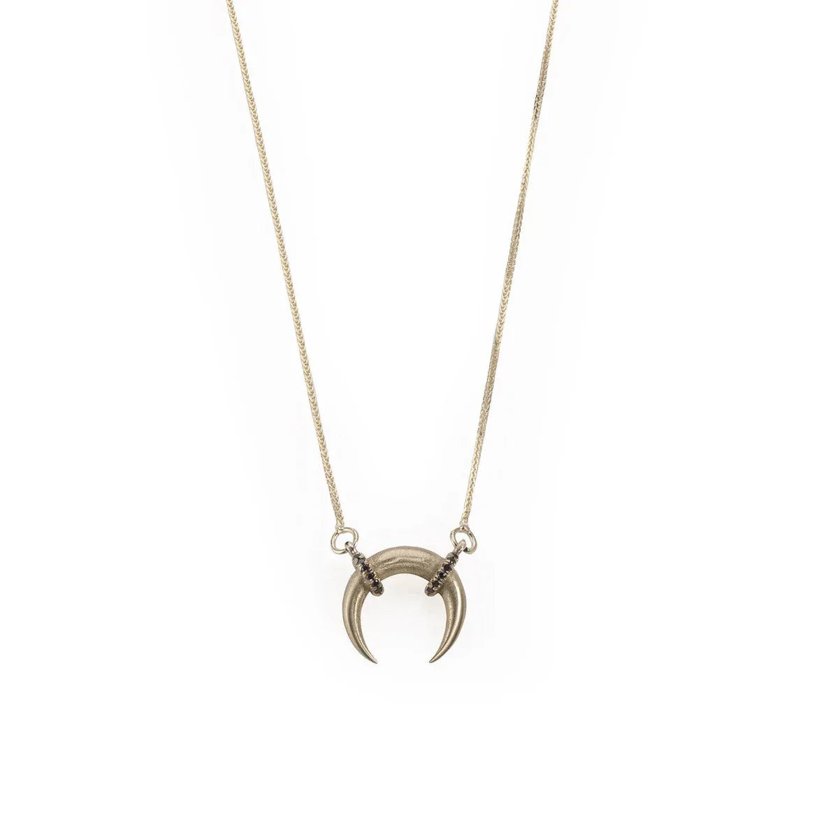 14k gold moon necklace with black diamonds - Maya Geller