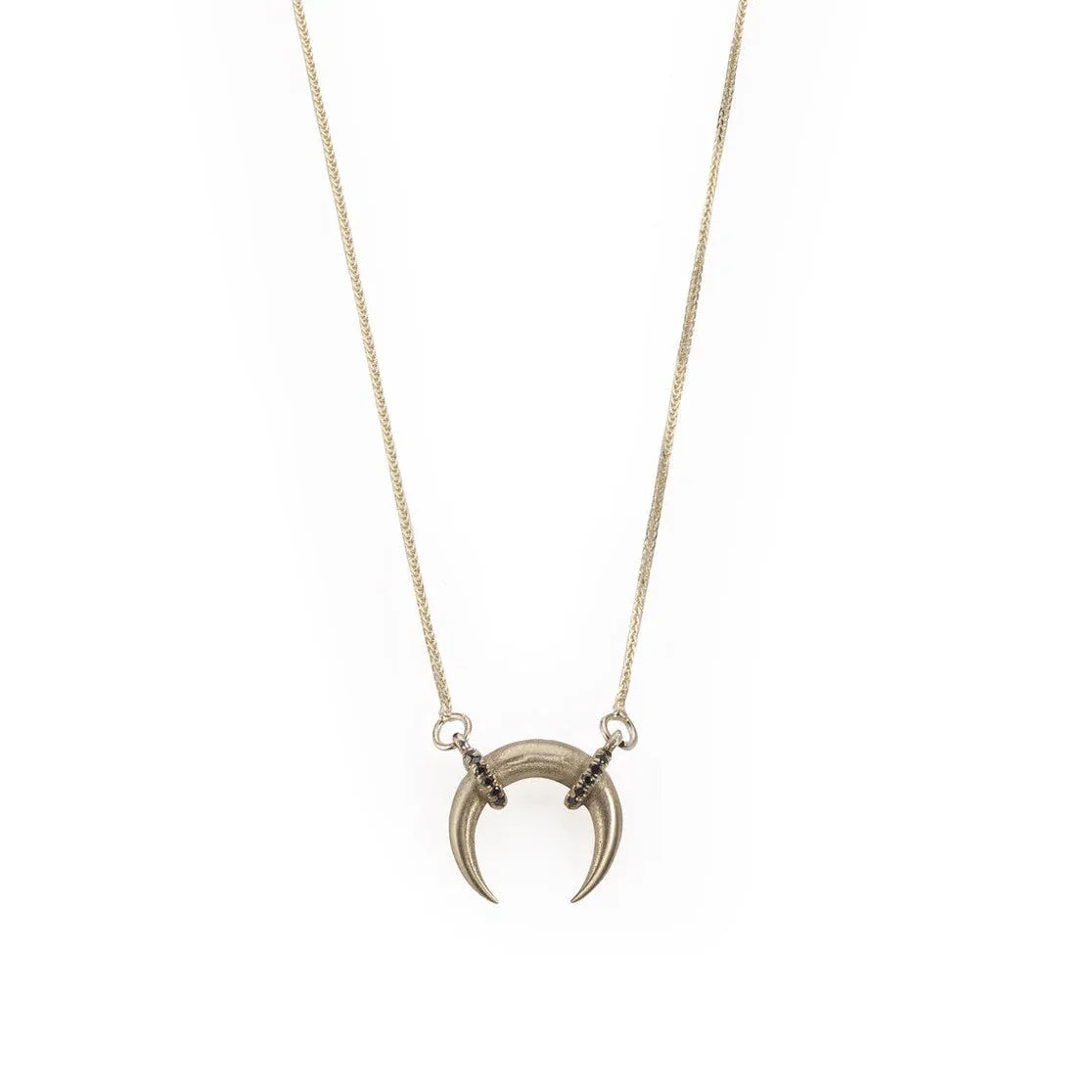 14k gold moon necklace with black diamonds - Maya Geller