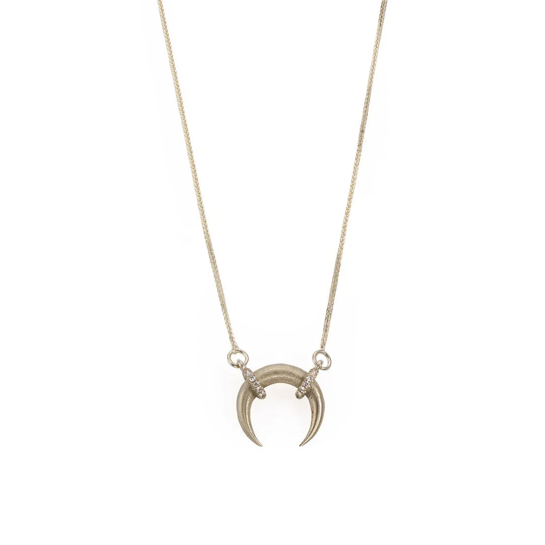 14k yellow gold moon necklace with white diamonds - Maya Geller