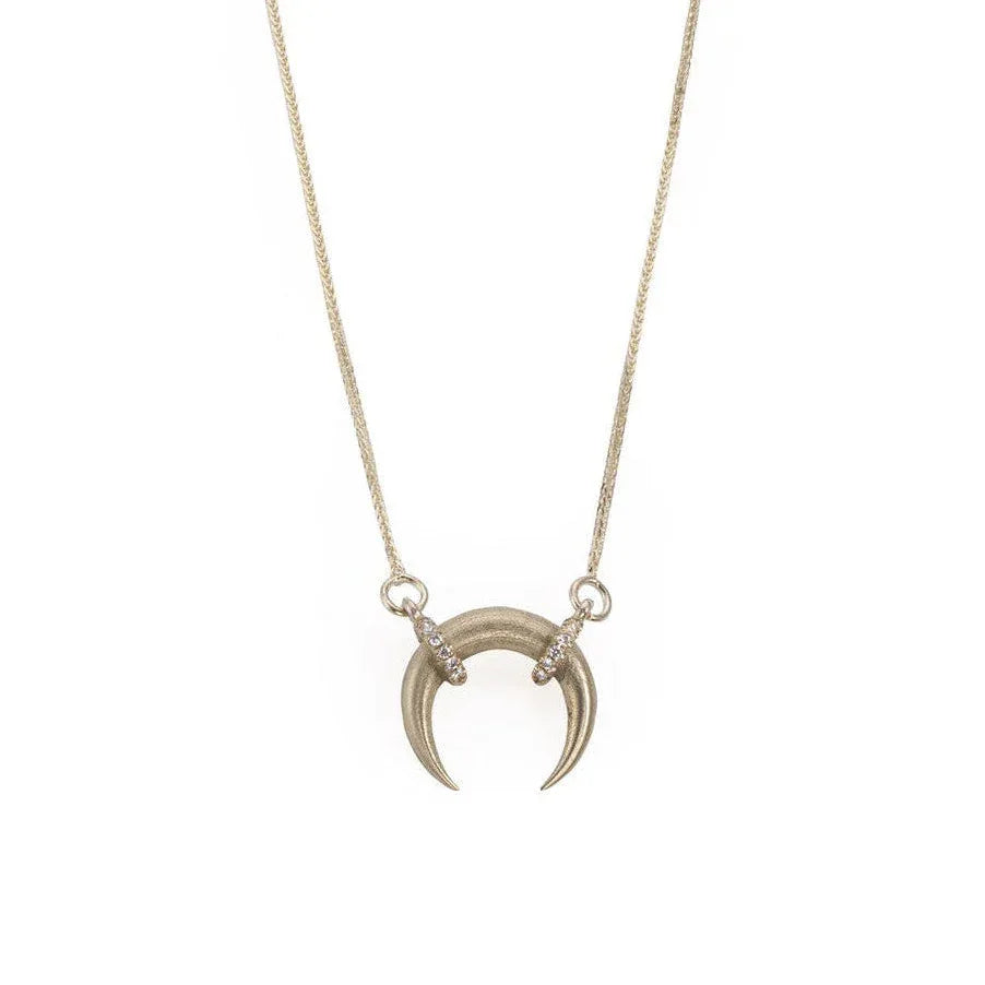 14k yellow gold moon necklace with white diamonds - Maya Geller