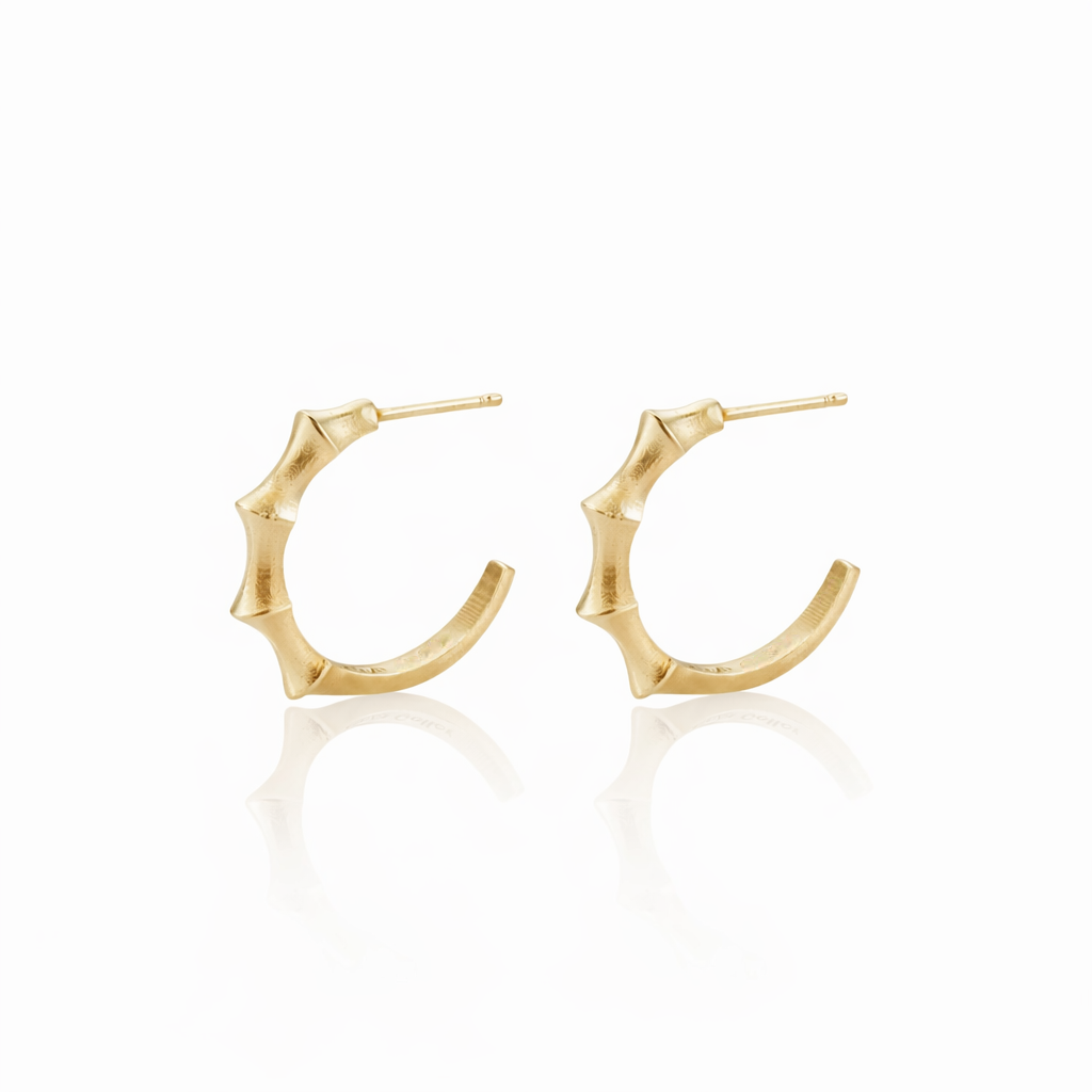 14K Gold Peaks Medium Hoop Earrings