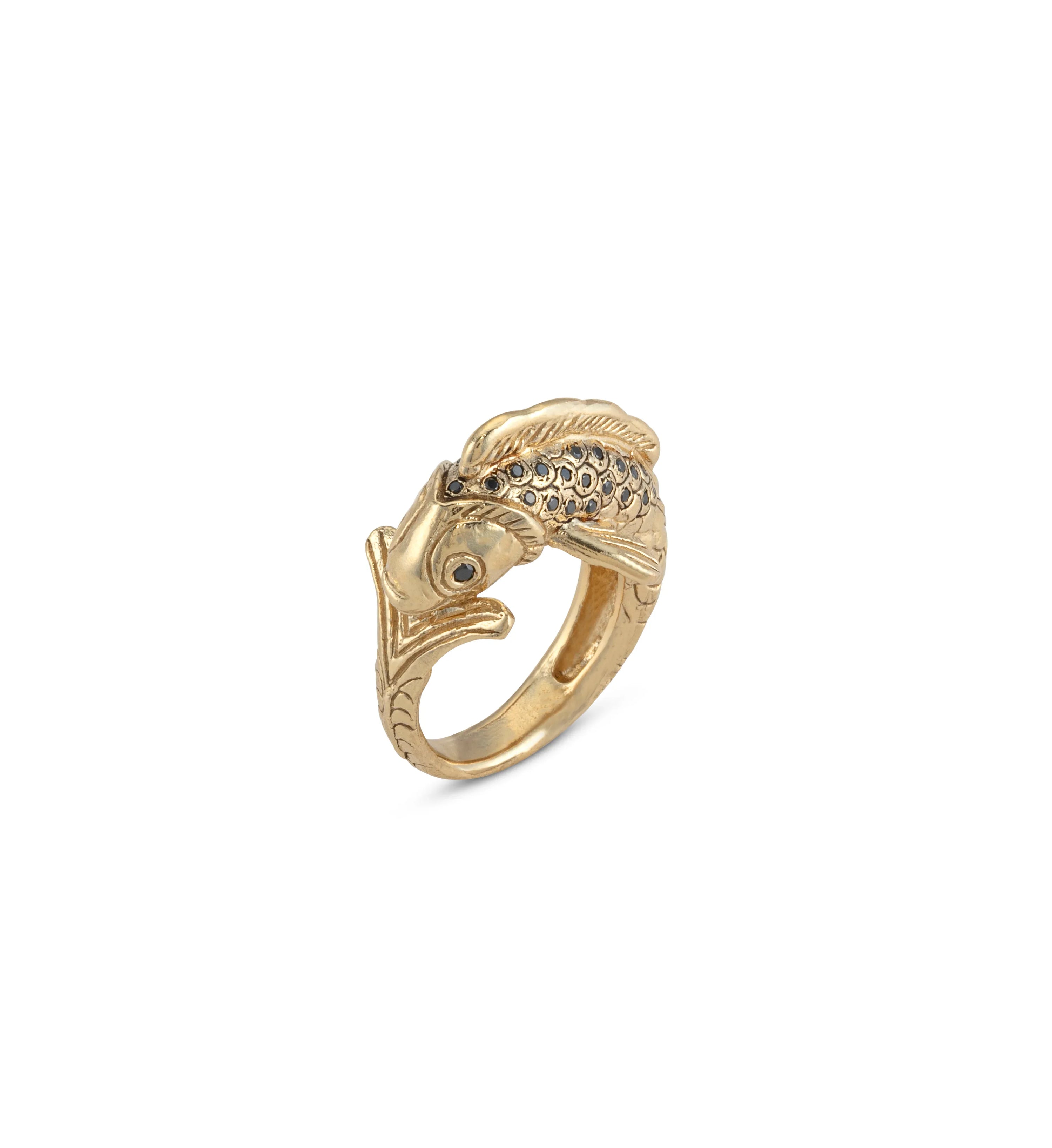 14K Gold KOI FISH RING W/ GREEN DIAMONDS - Maya Geller