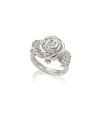 SOLITAIRE SILVER 3 ROSES RING