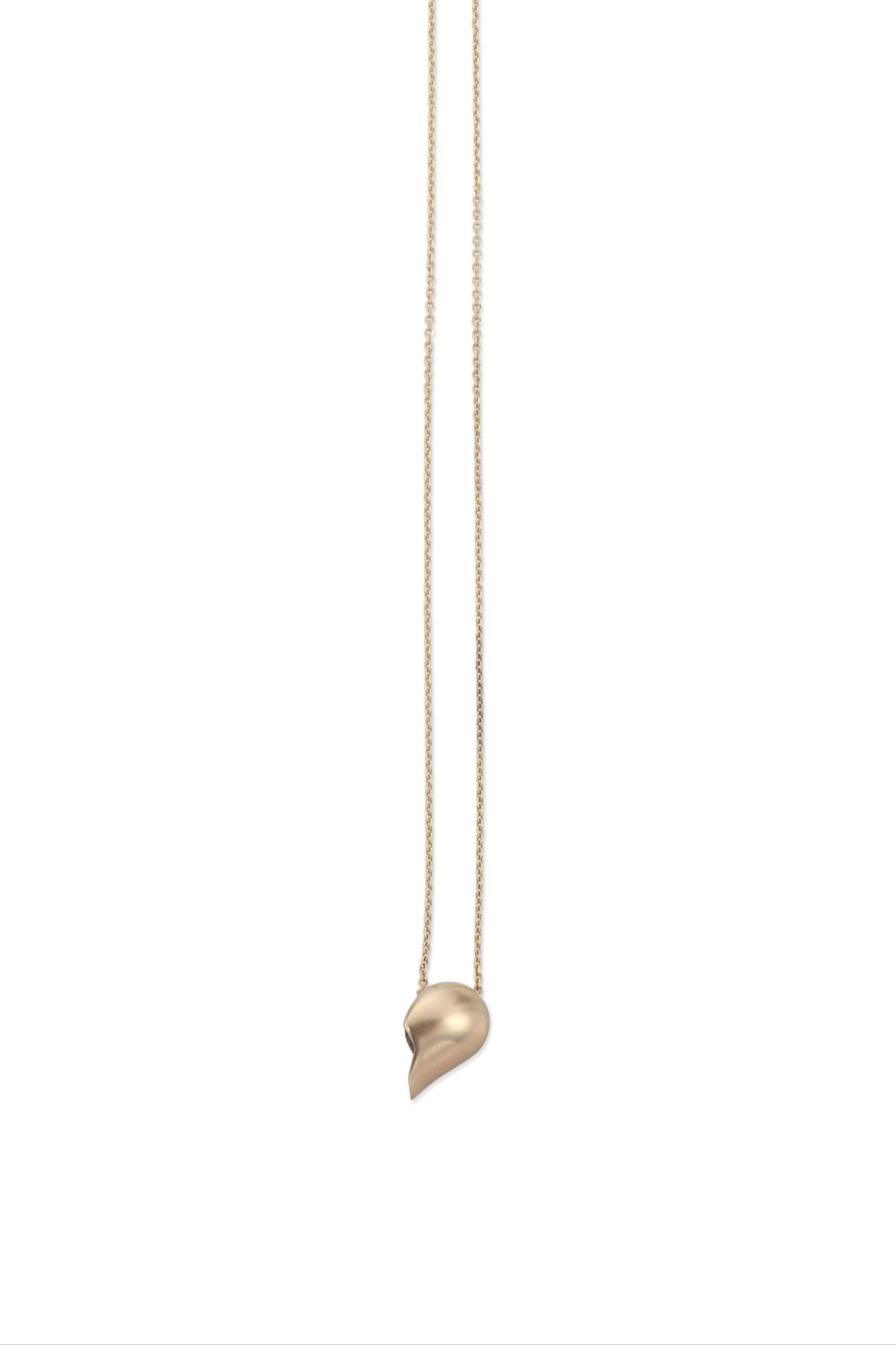14K GOLD HALF HEART NECKLACE BLACK DIAMONDS