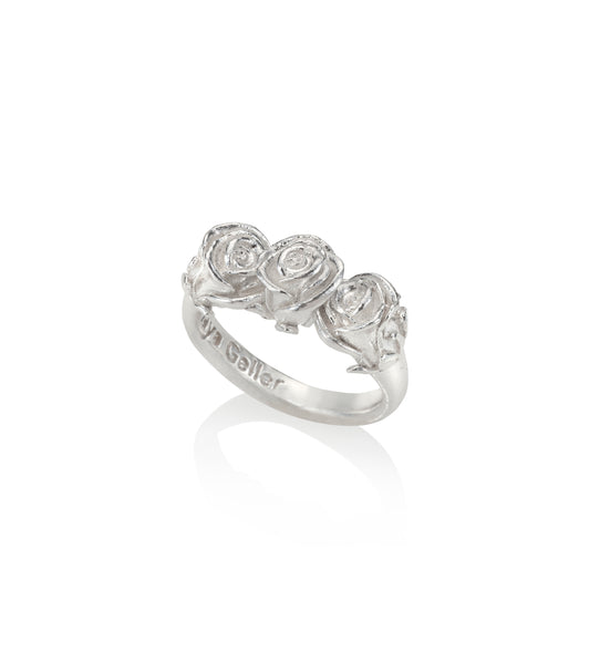 SILVER 3 ROSES RING