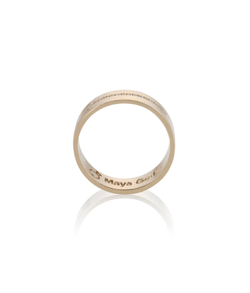 14k gold ring with a line of white diamonds
