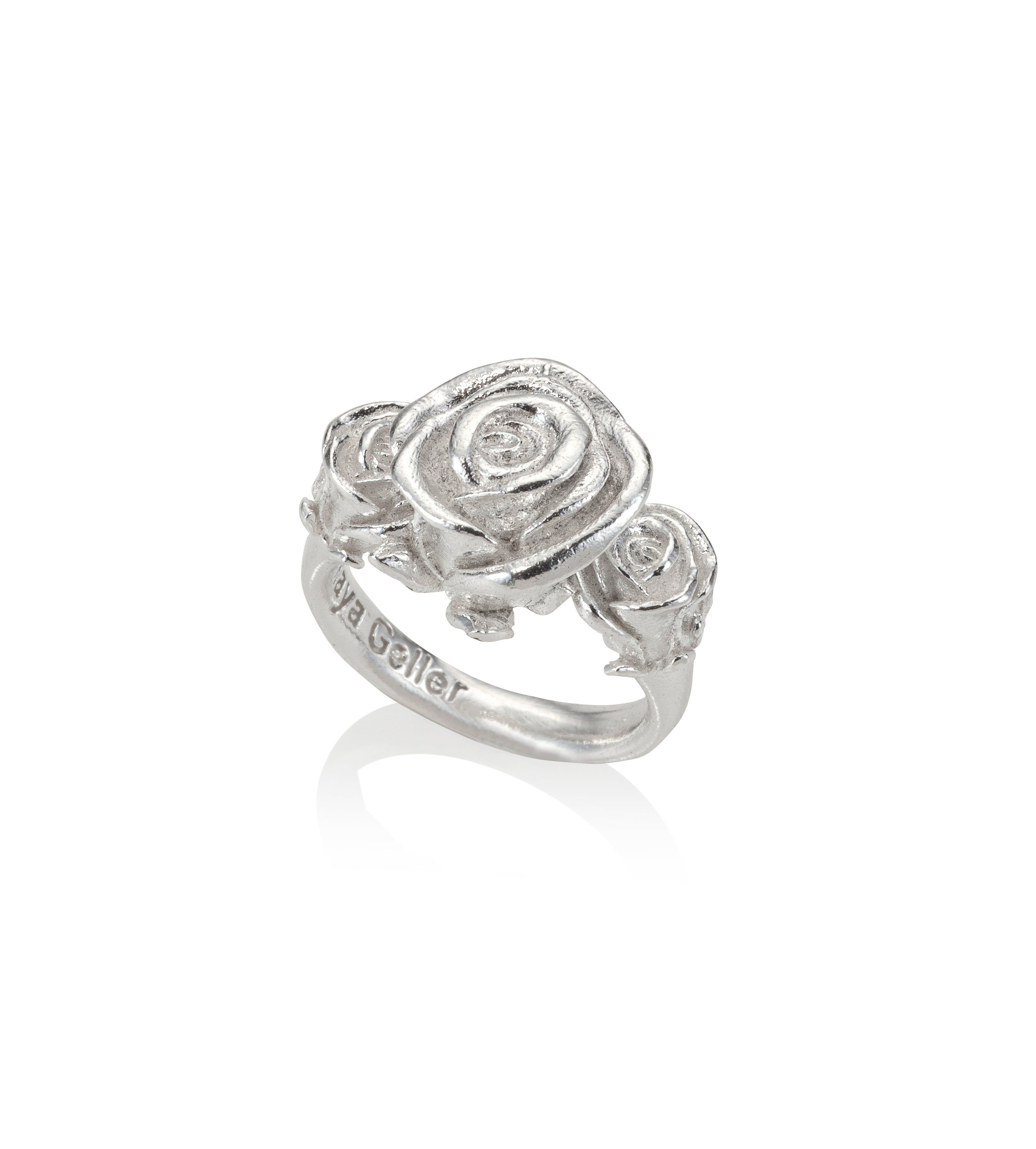 silver roses ring Maya Geller. מיה גלר טבעות. טבעת פרחים כסף
