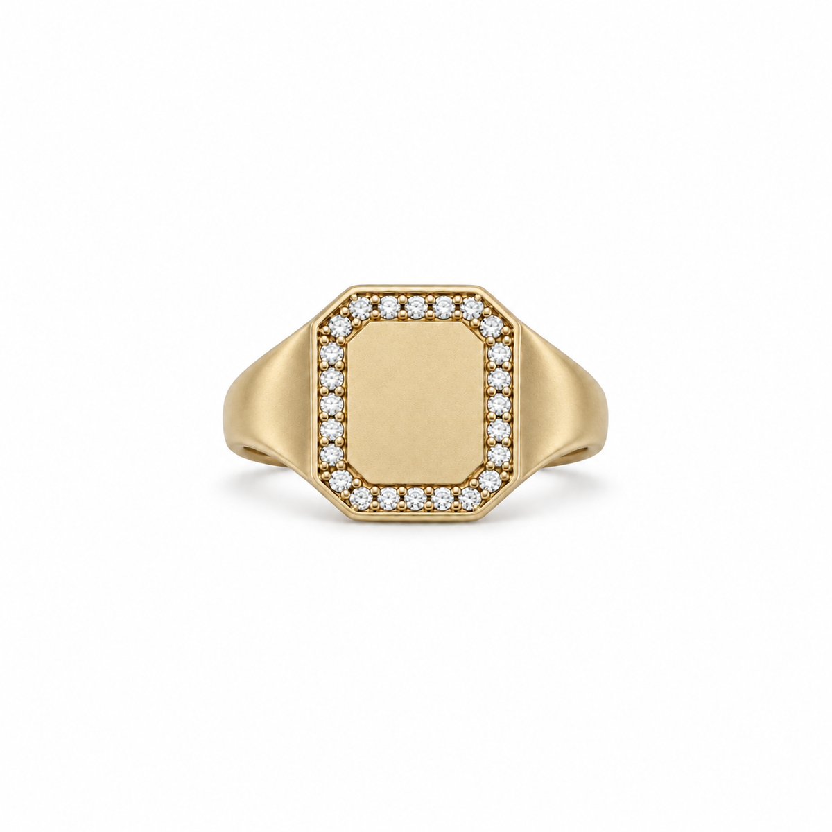 14k gold signet ring with white diamonds