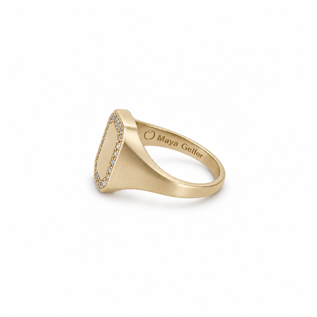 14k gold signet ring with white diamonds