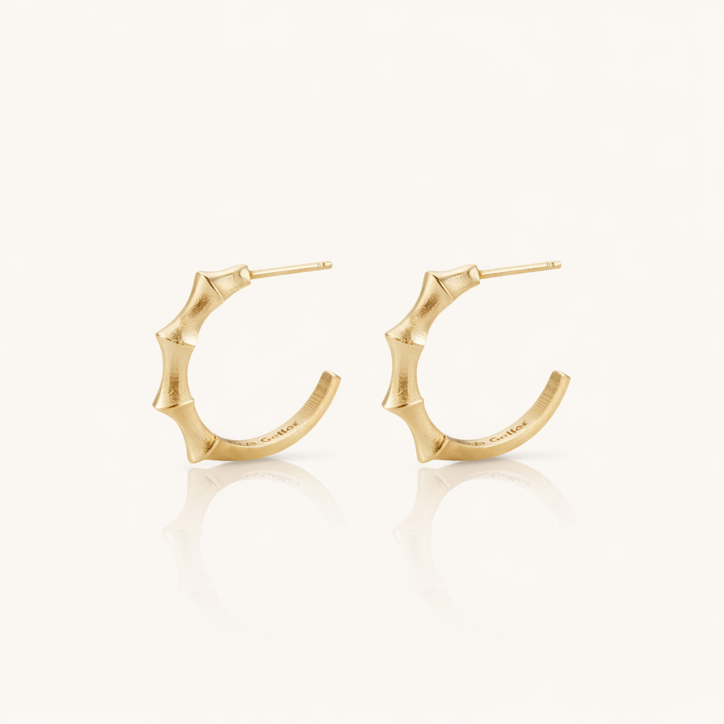 14K Gold Peaks Medium Hoop Earrings