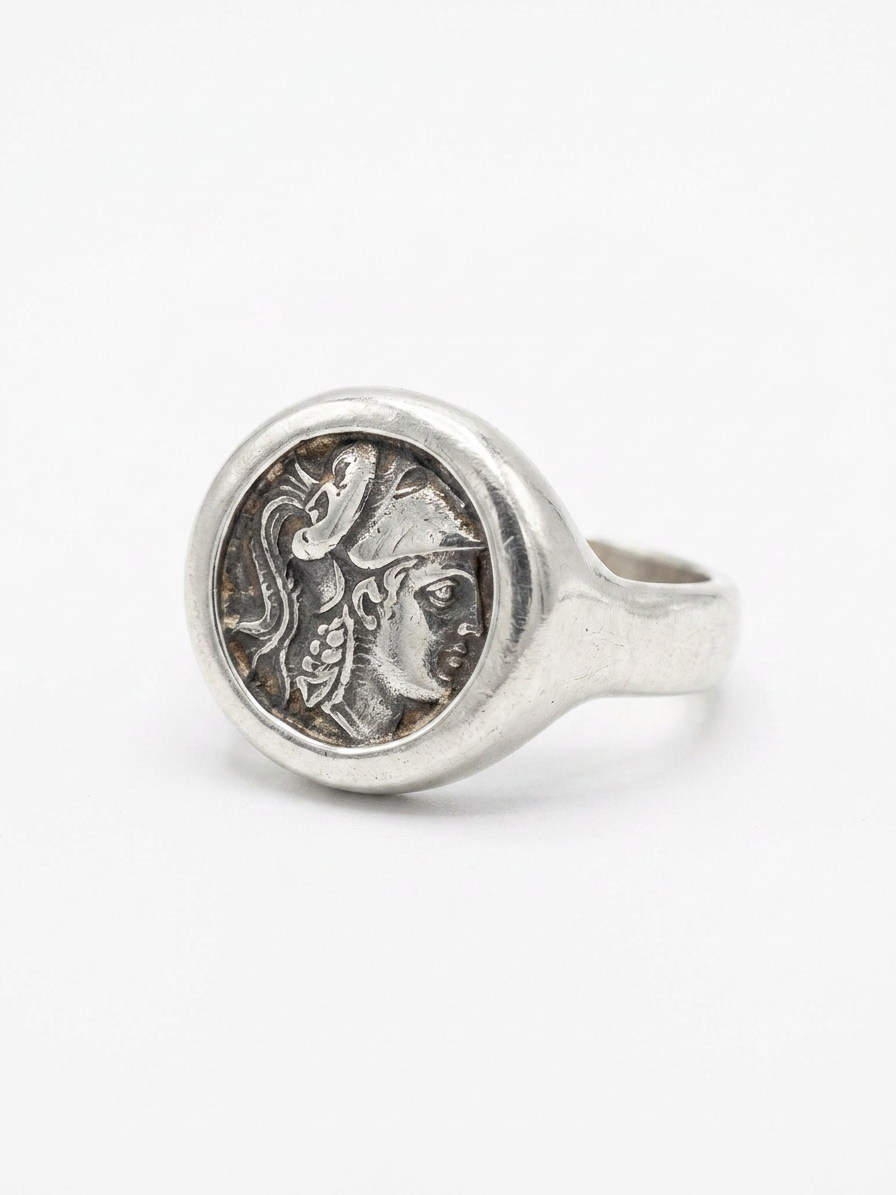 Silver Coin Signet Ring