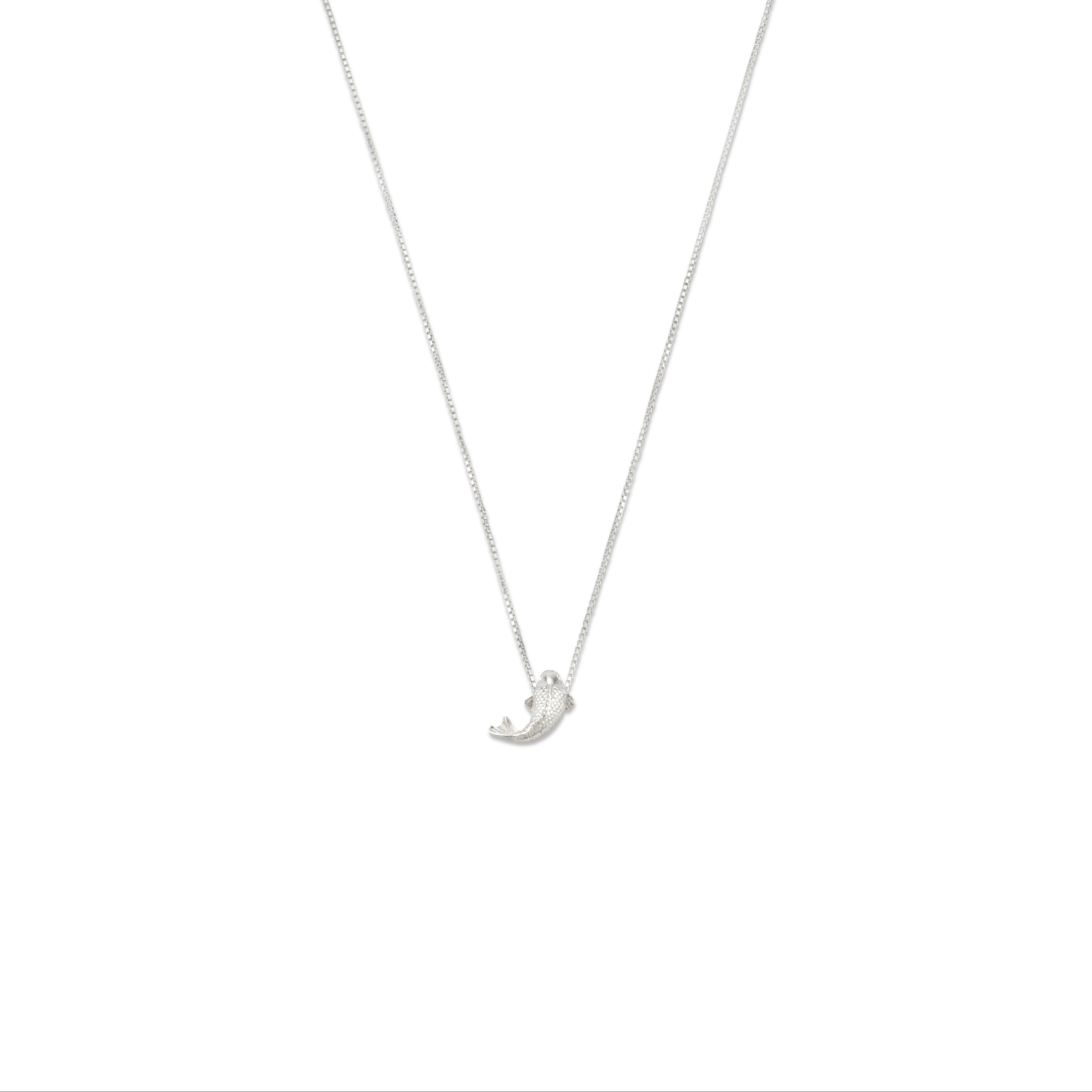 Silver necklace with a small koi fish pendant 