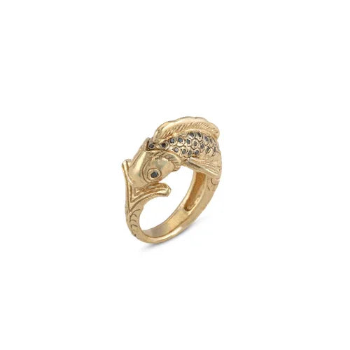 14K Gold KOI FISH RING W/ GREEN DIAMONDS - Maya Geller